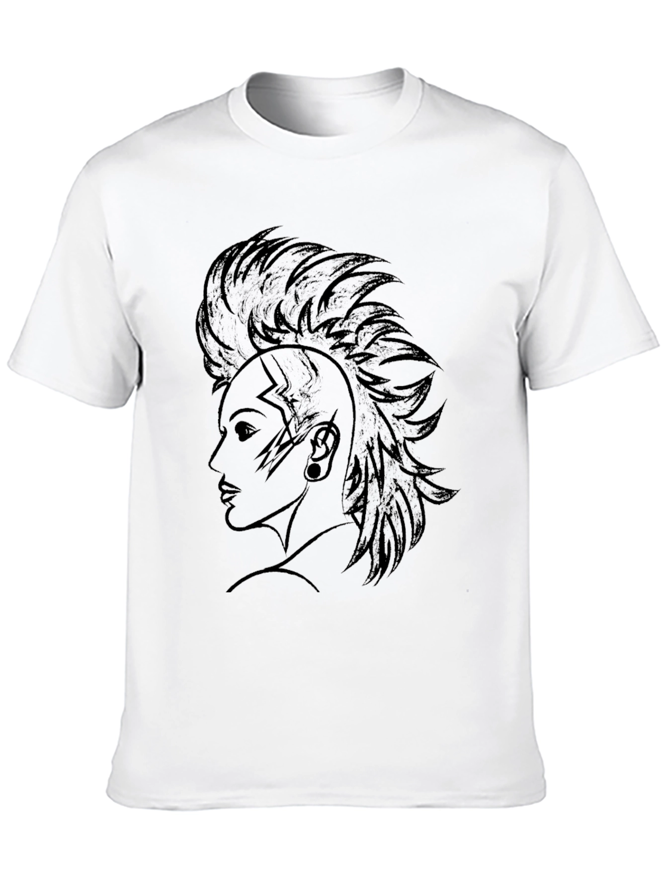 Graphic Tee - Punk Rock Mohican Design Black T-Shirt