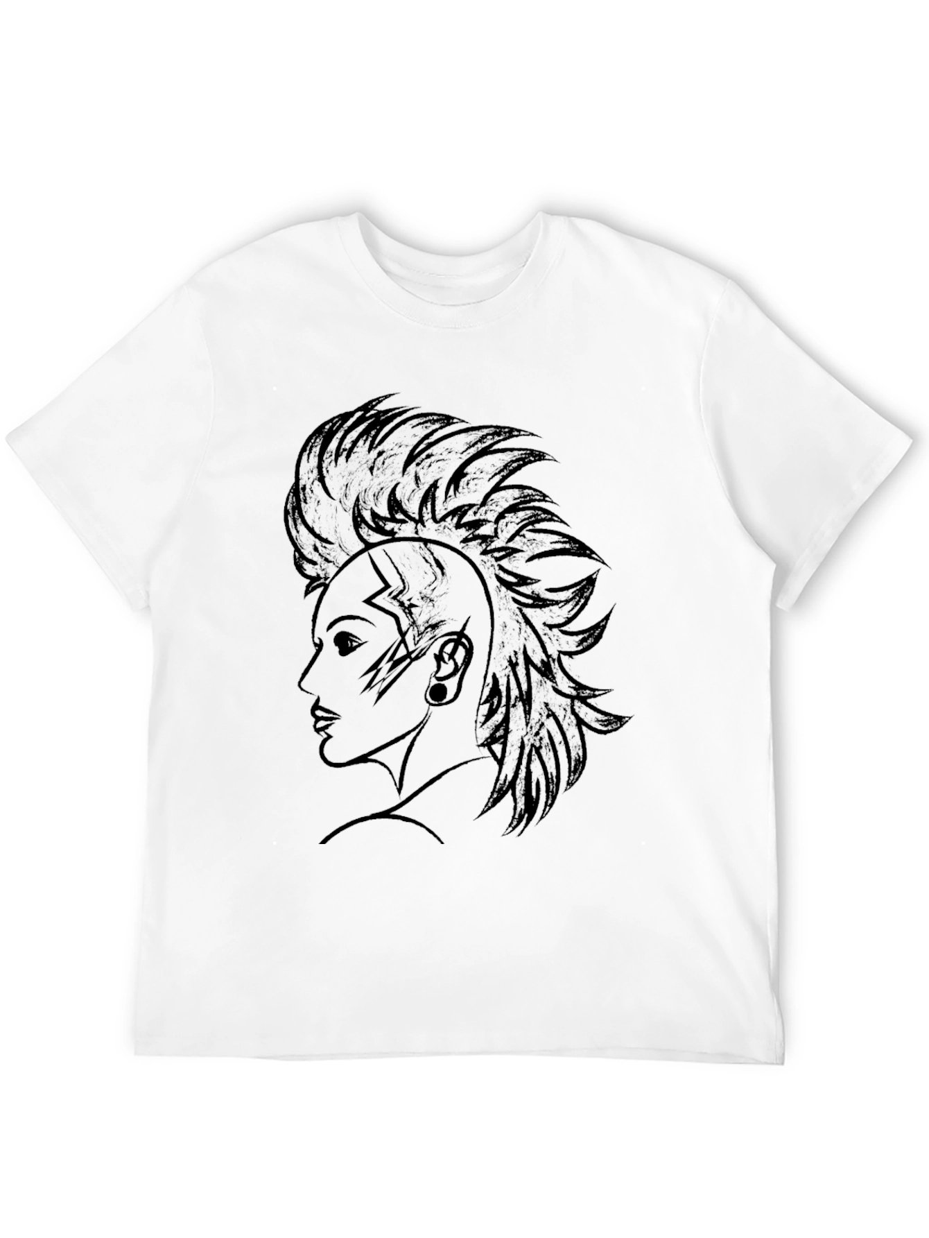 Graphic Tee - Punk Rock Mohican Design Black T-Shirt