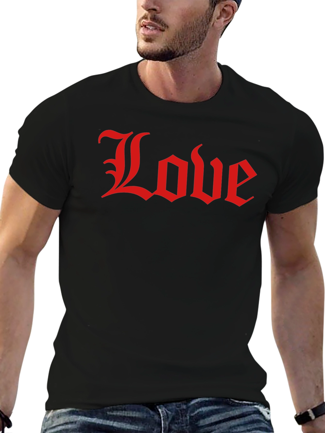 Love Gothic Script Black T-Shirt