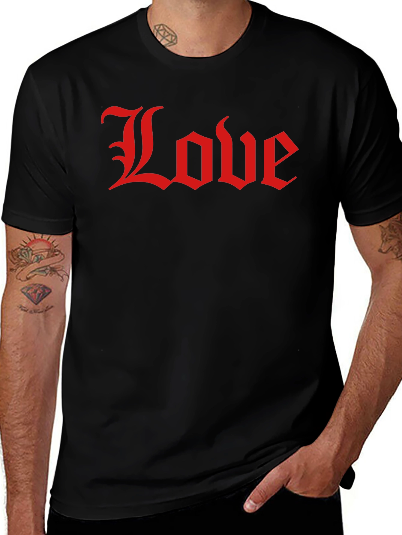 Love Gothic Script Black T-Shirt