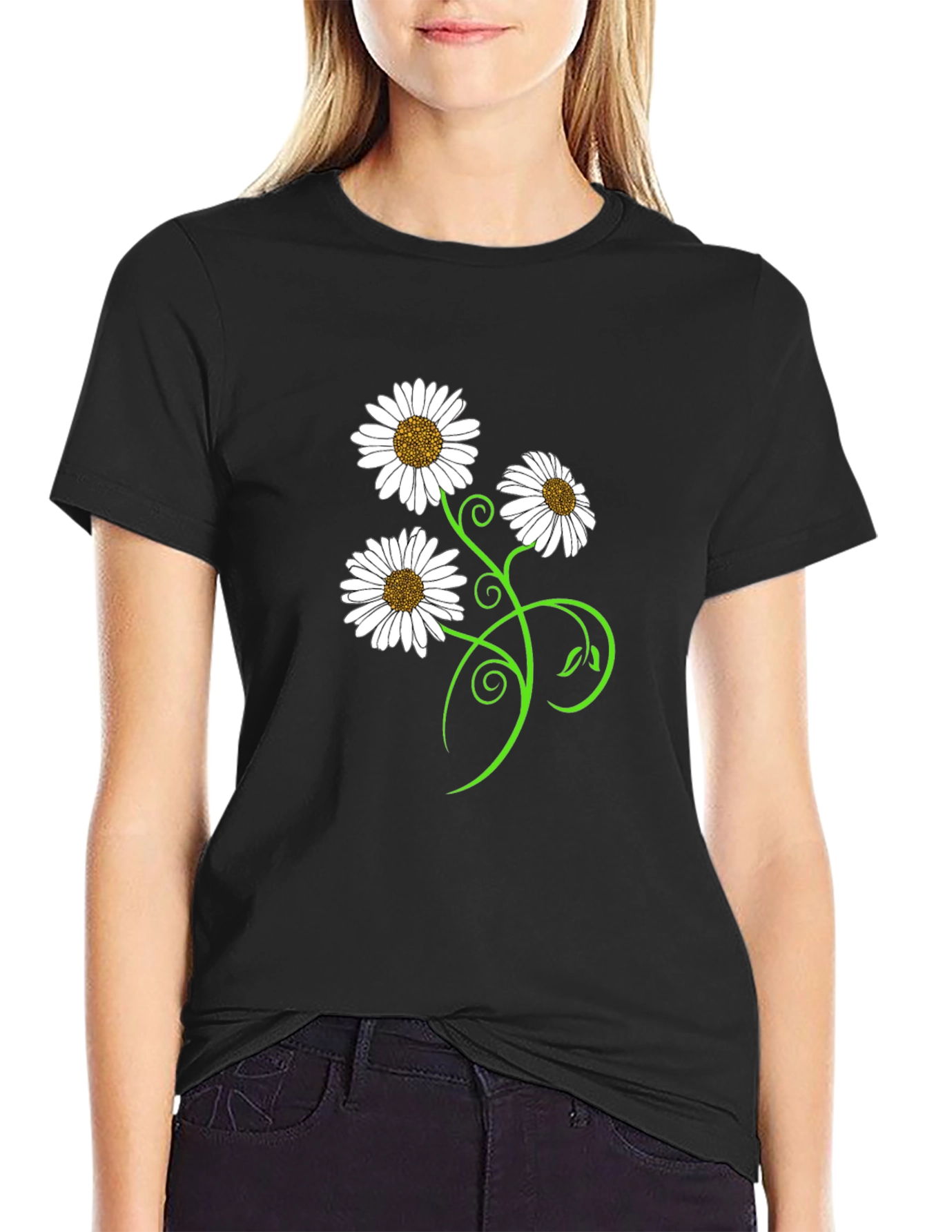 Daisy Flower Vine Graphic T-Shirt