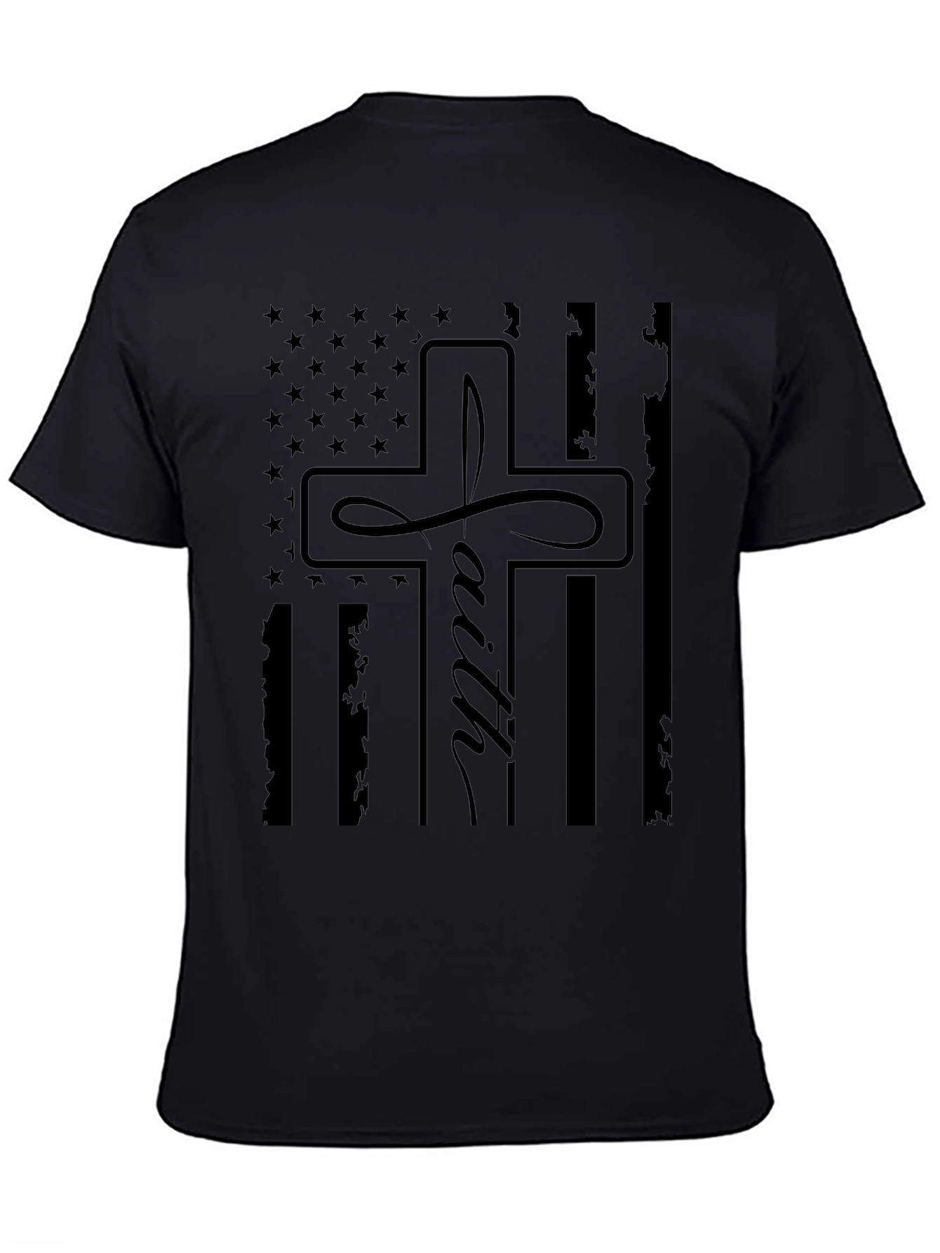 Faith Cross American Flag Graphic T-Shirt
