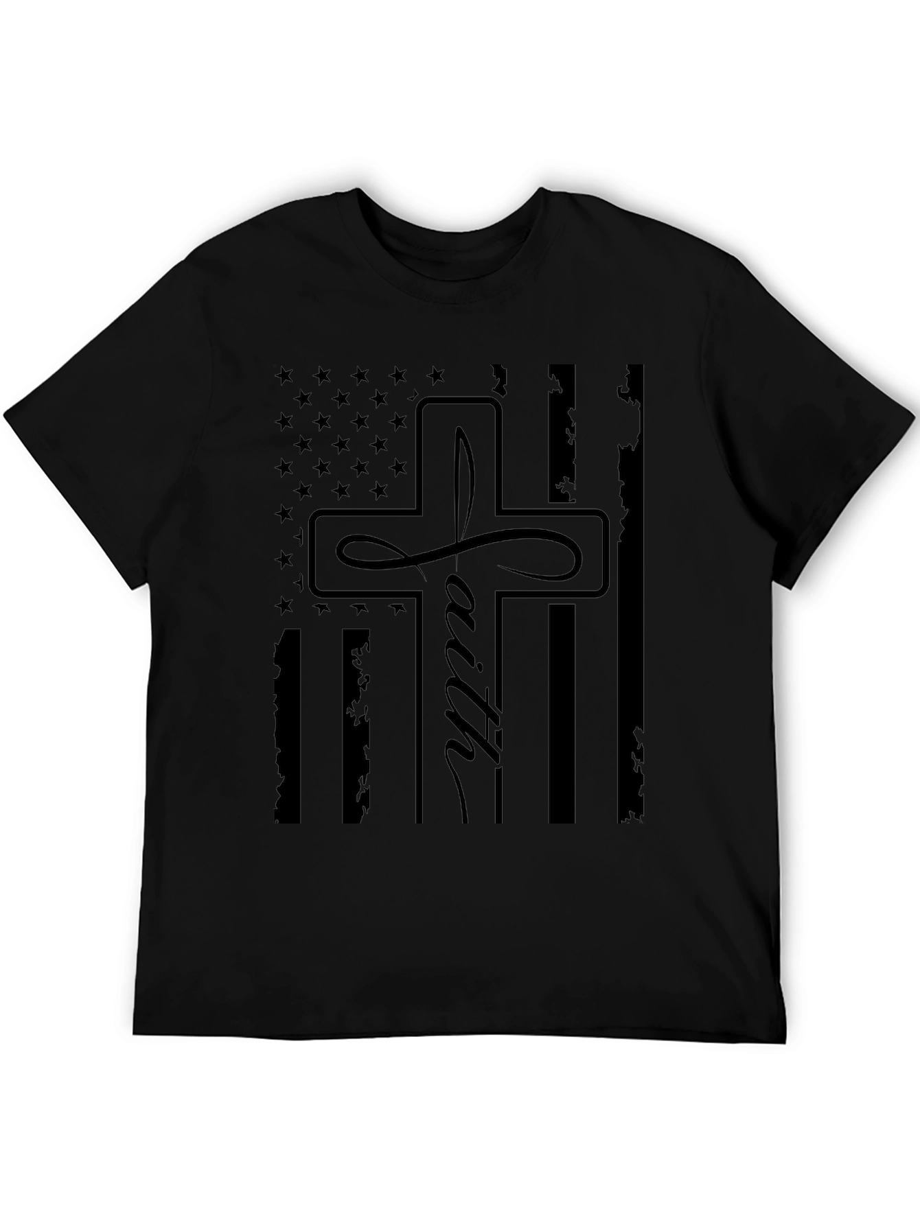 Faith Cross American Flag Graphic T-Shirt