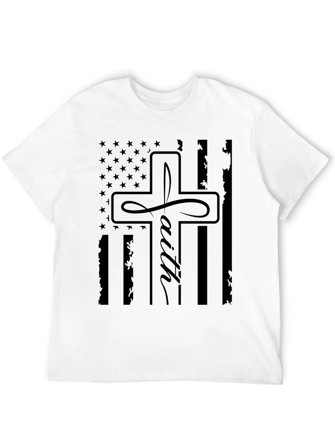 Faith Cross American Flag Graphic T-Shirt