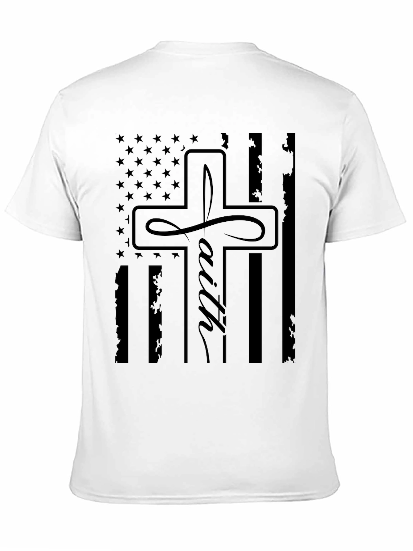 Faith Cross American Flag Graphic T-Shirt