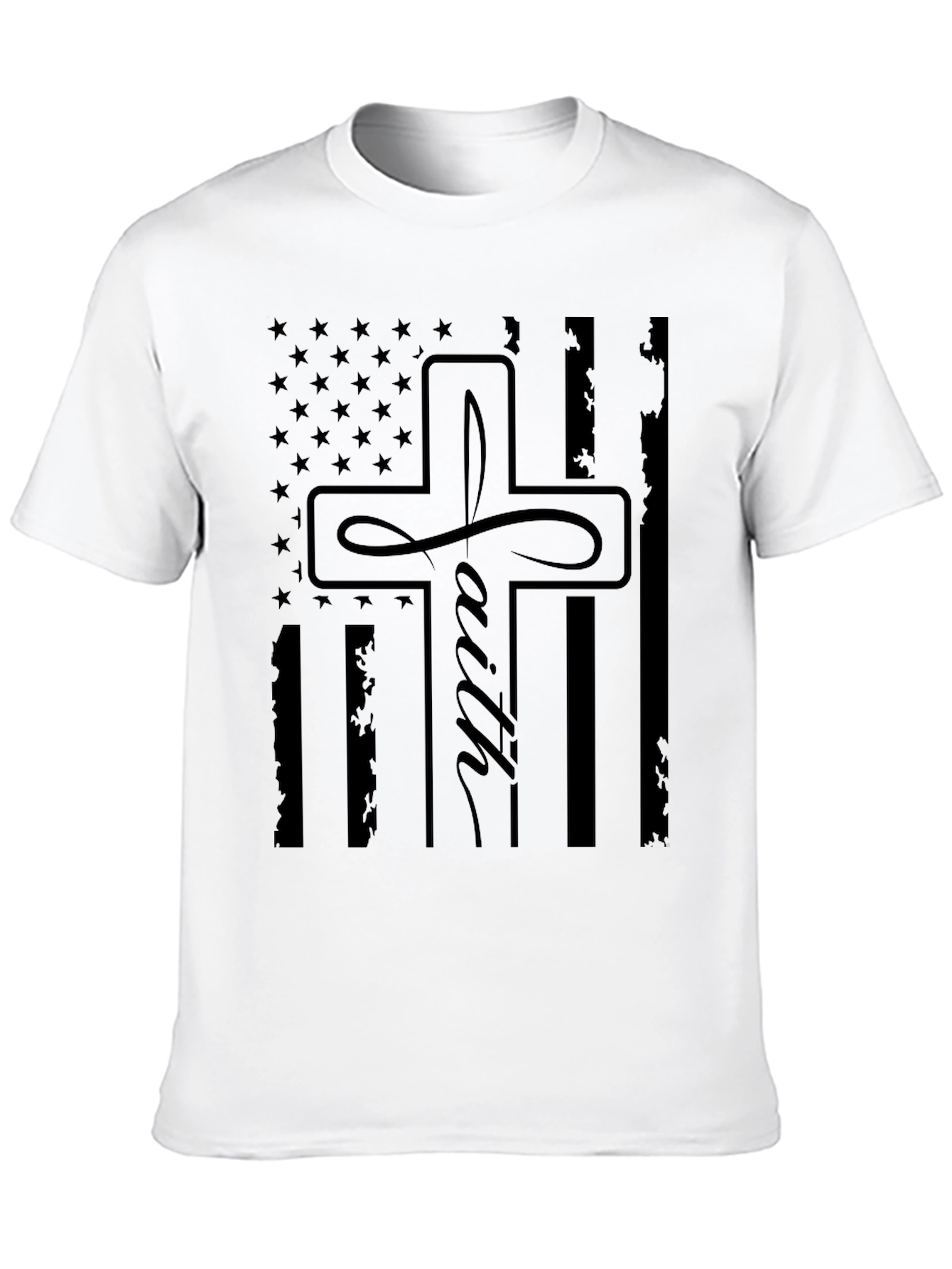 Faith Cross American Flag Graphic T-Shirt