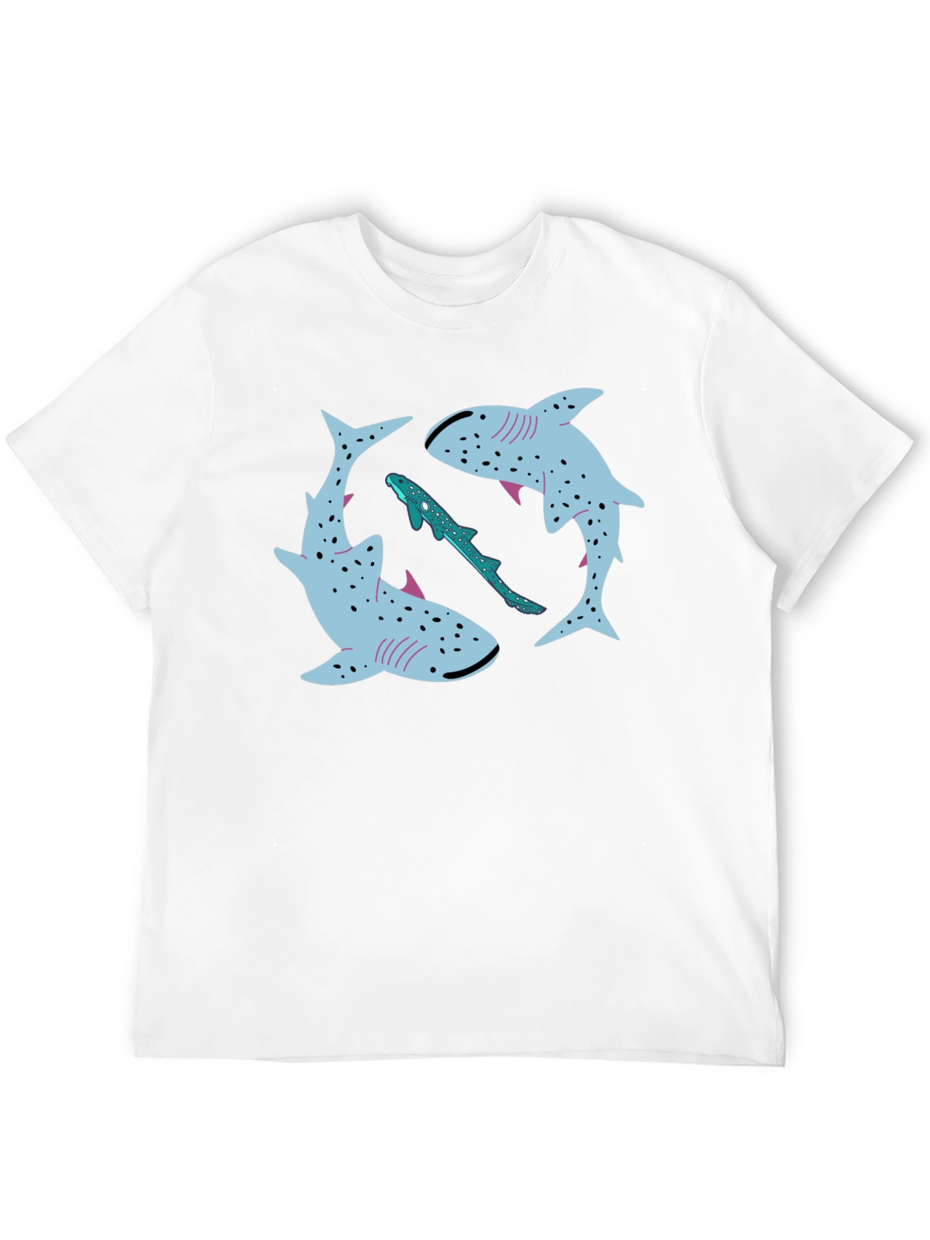 Cool Shark Pattern Black T-Shirt