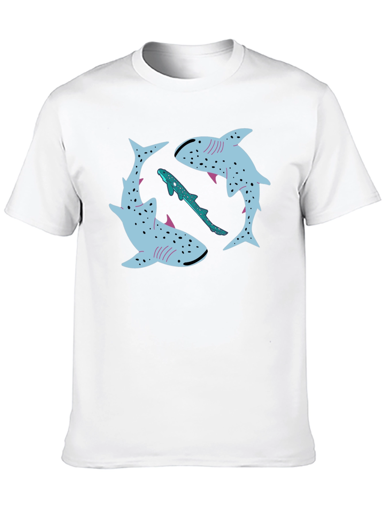 Cool Shark Pattern Black T-Shirt