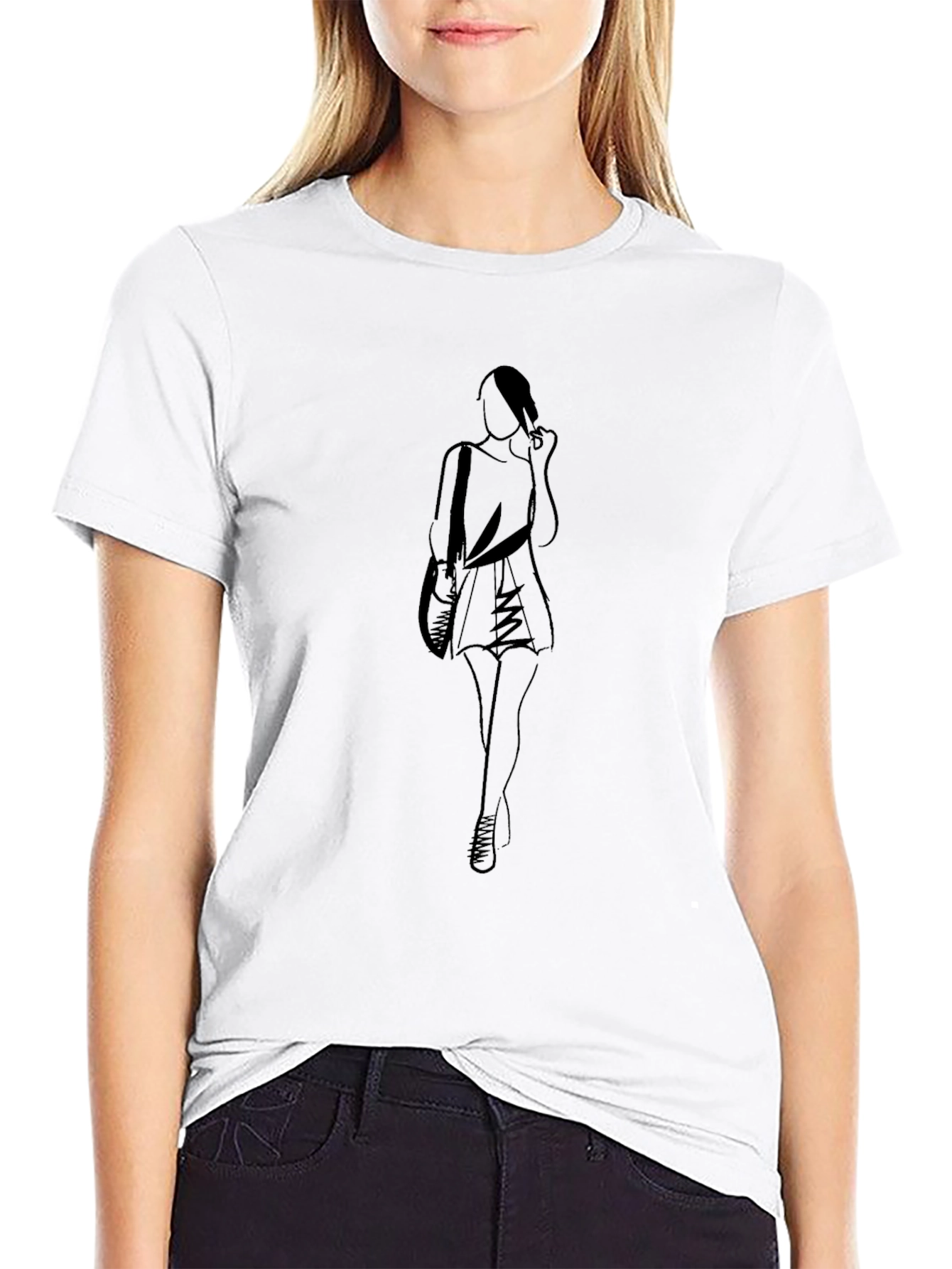 Modern Black T-Shirt with Fashion Silhouette Graphic