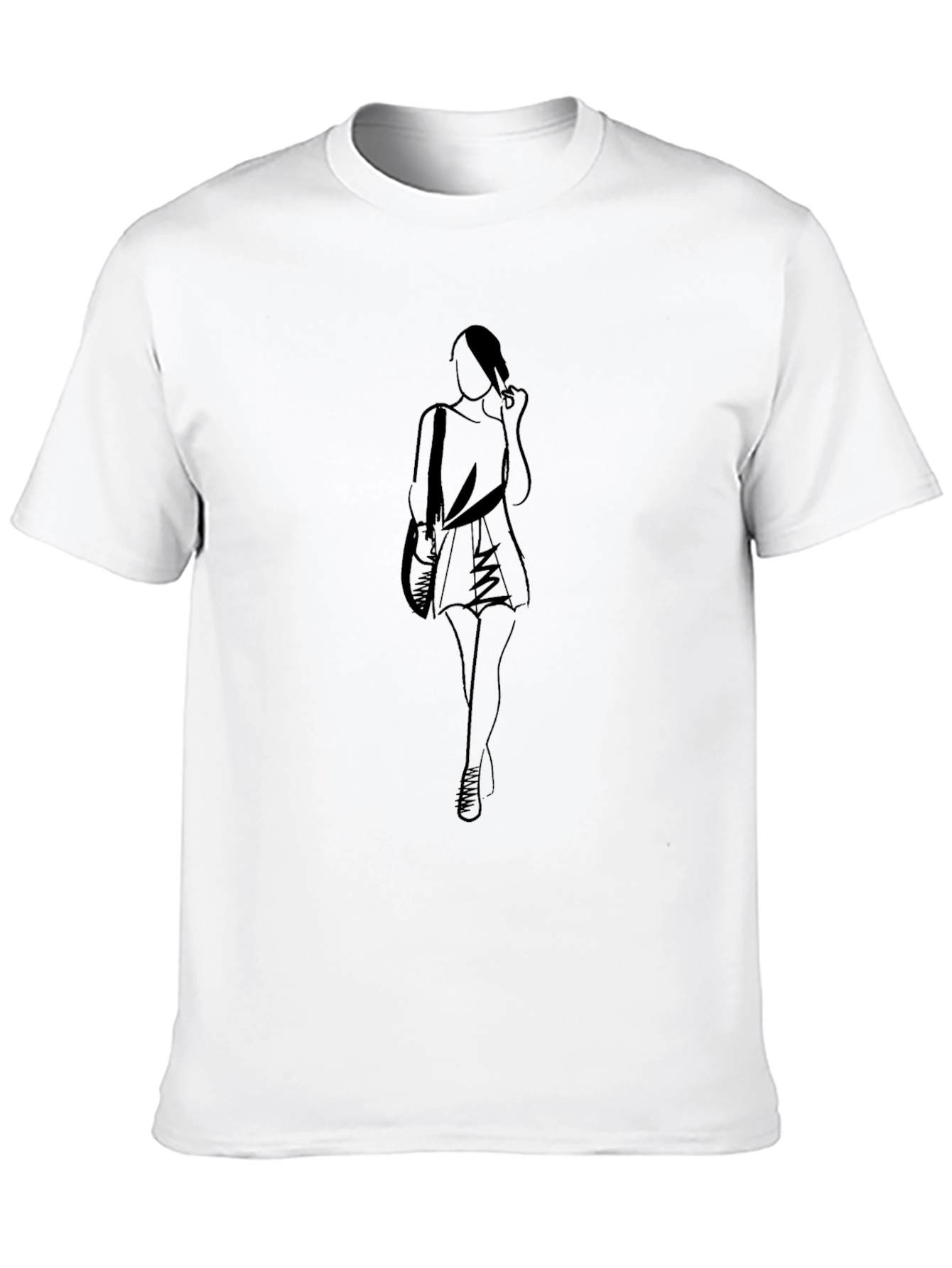 Modern Black T-Shirt with Fashion Silhouette Graphic