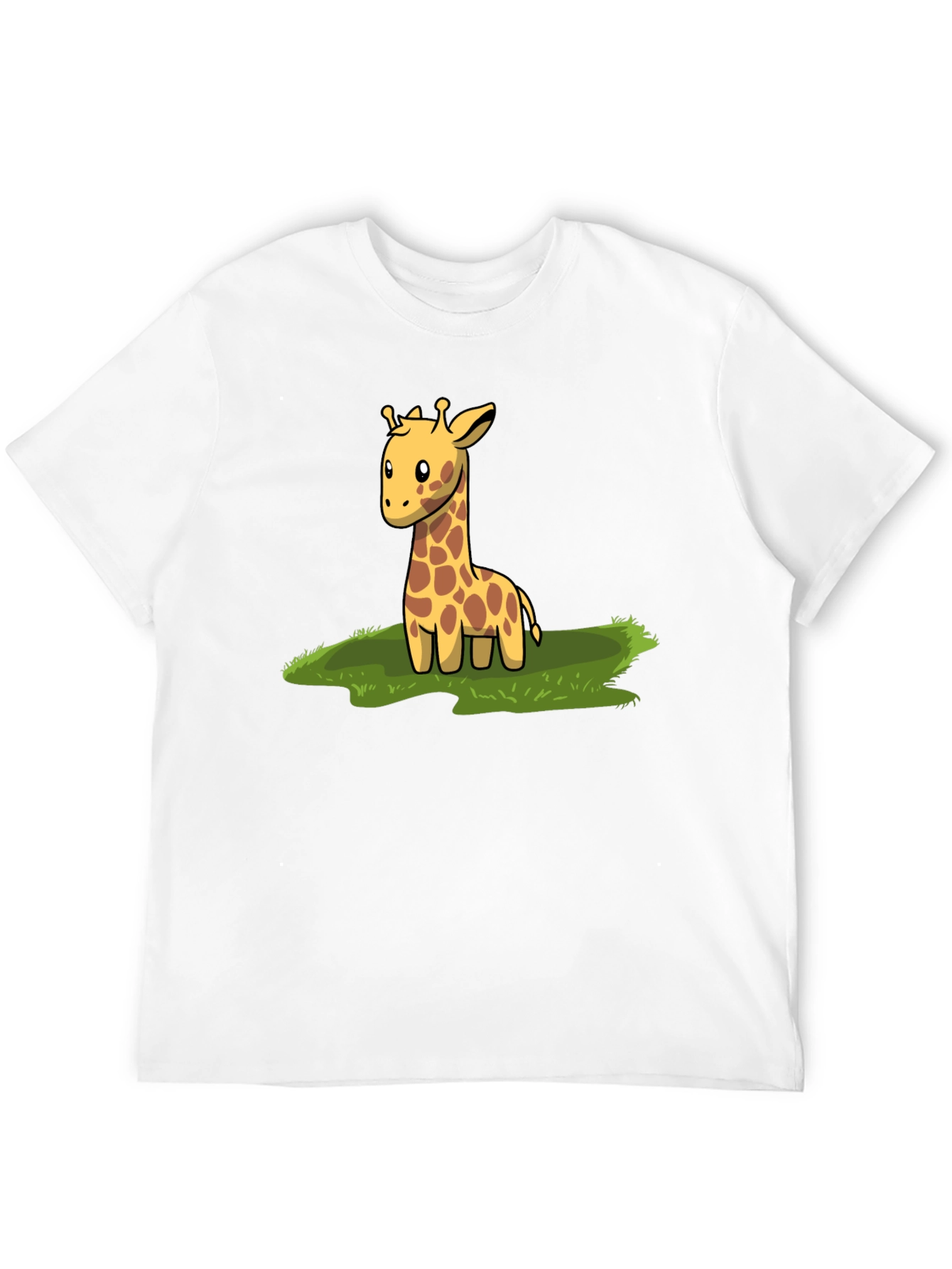 Cute Giraffe Graphic Tee - Black Cotton T-Shirt