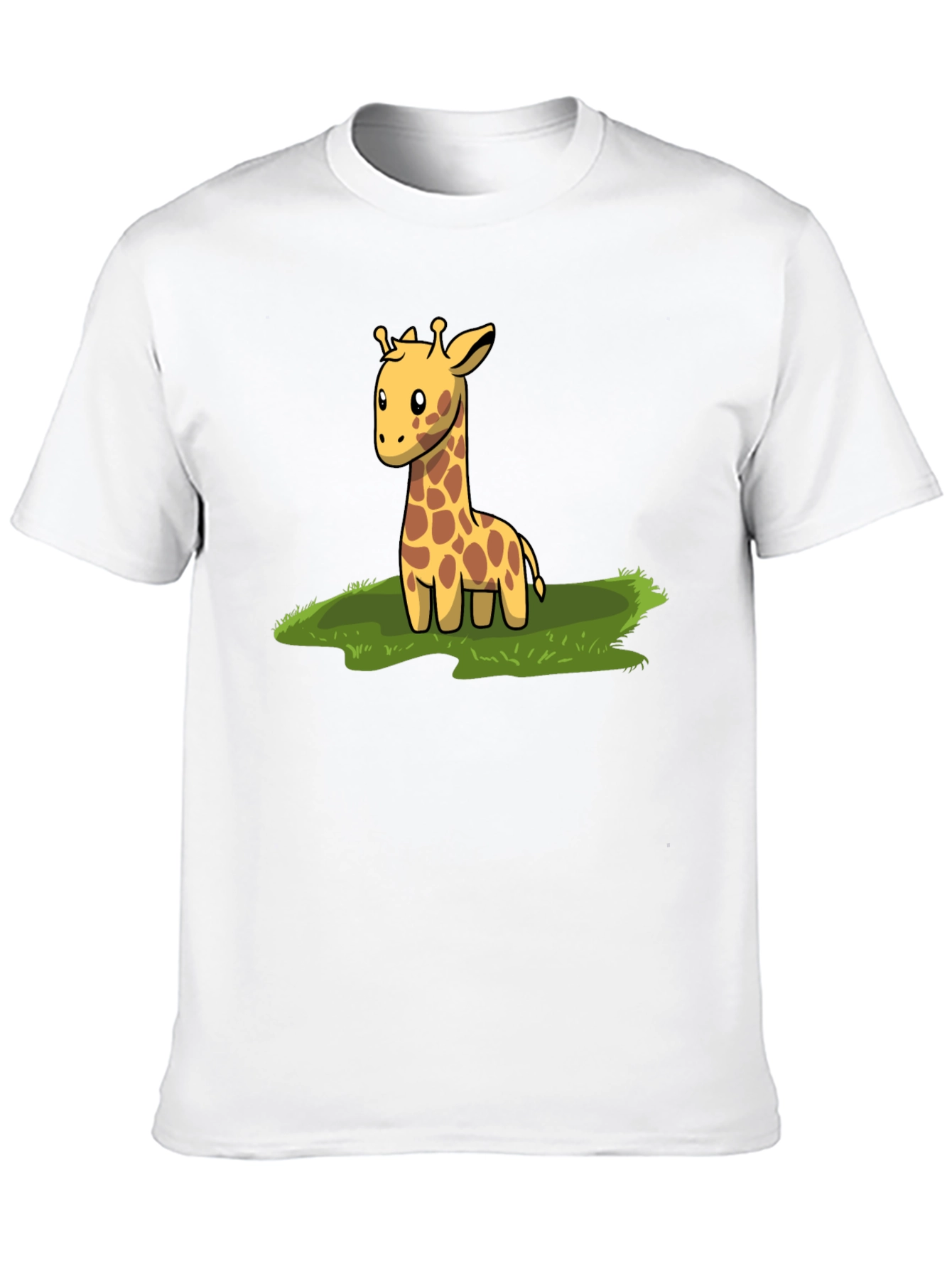 Cute Giraffe Graphic Tee - Black Cotton T-Shirt