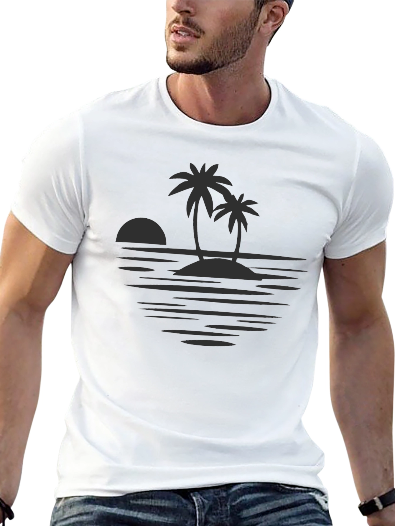 Island Sunset Graphic Tee - Stylish Tropical Design