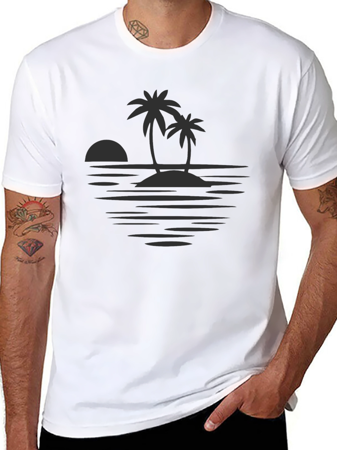 Island Sunset Graphic Tee - Stylish Tropical Design