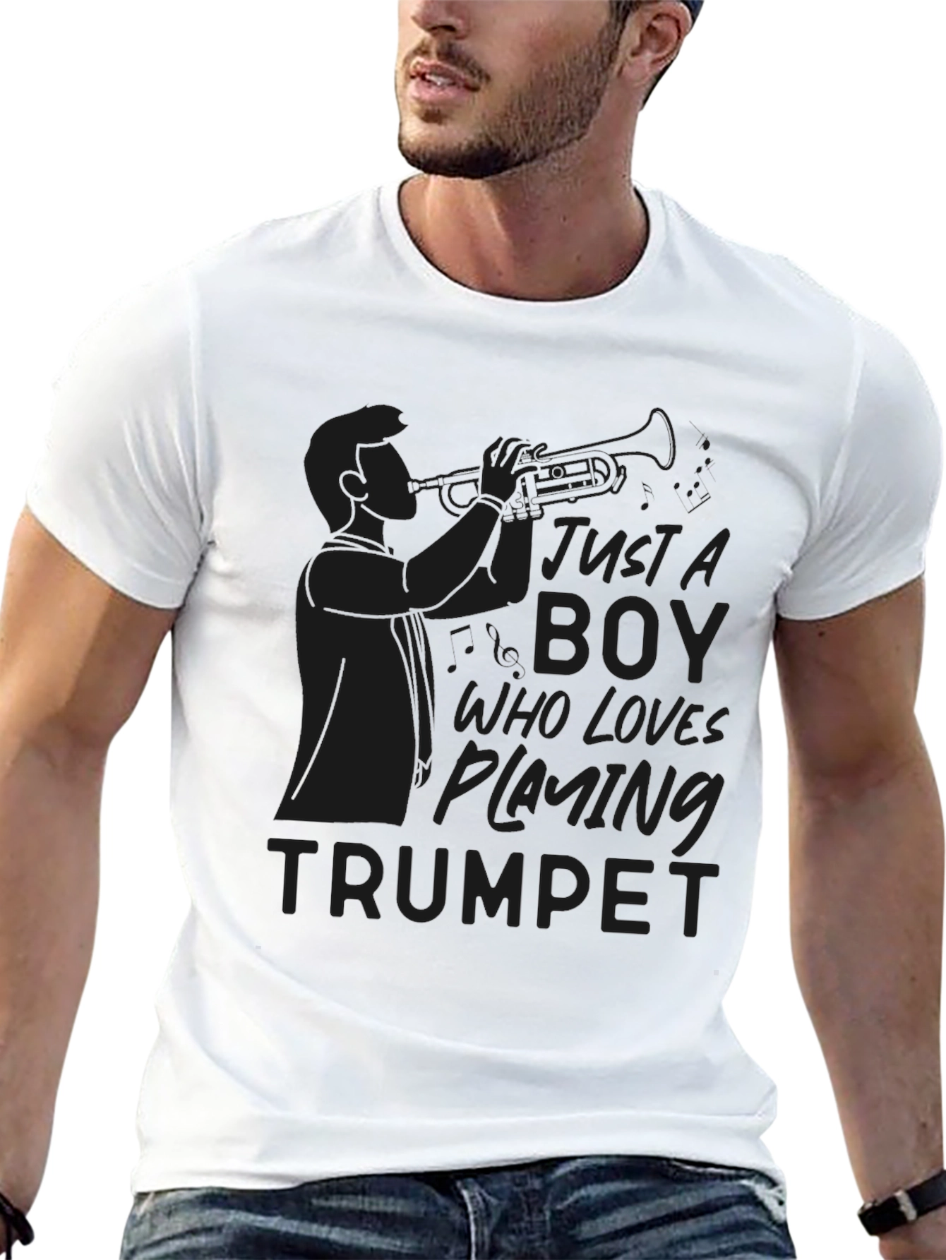 Just A Boy Who Loves Playing Trumpet Black T-Shirt