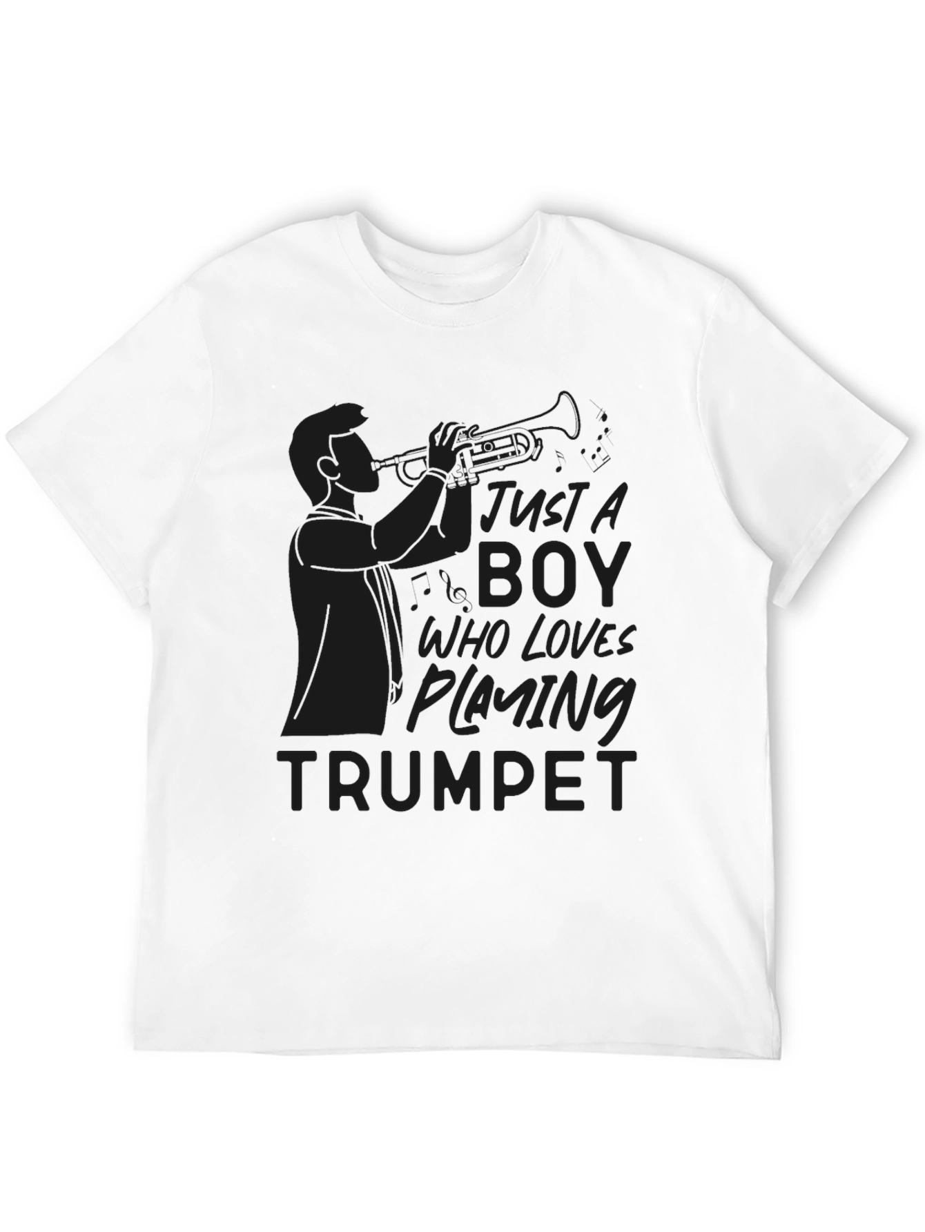 Just A Boy Who Loves Playing Trumpet Black T-Shirt
