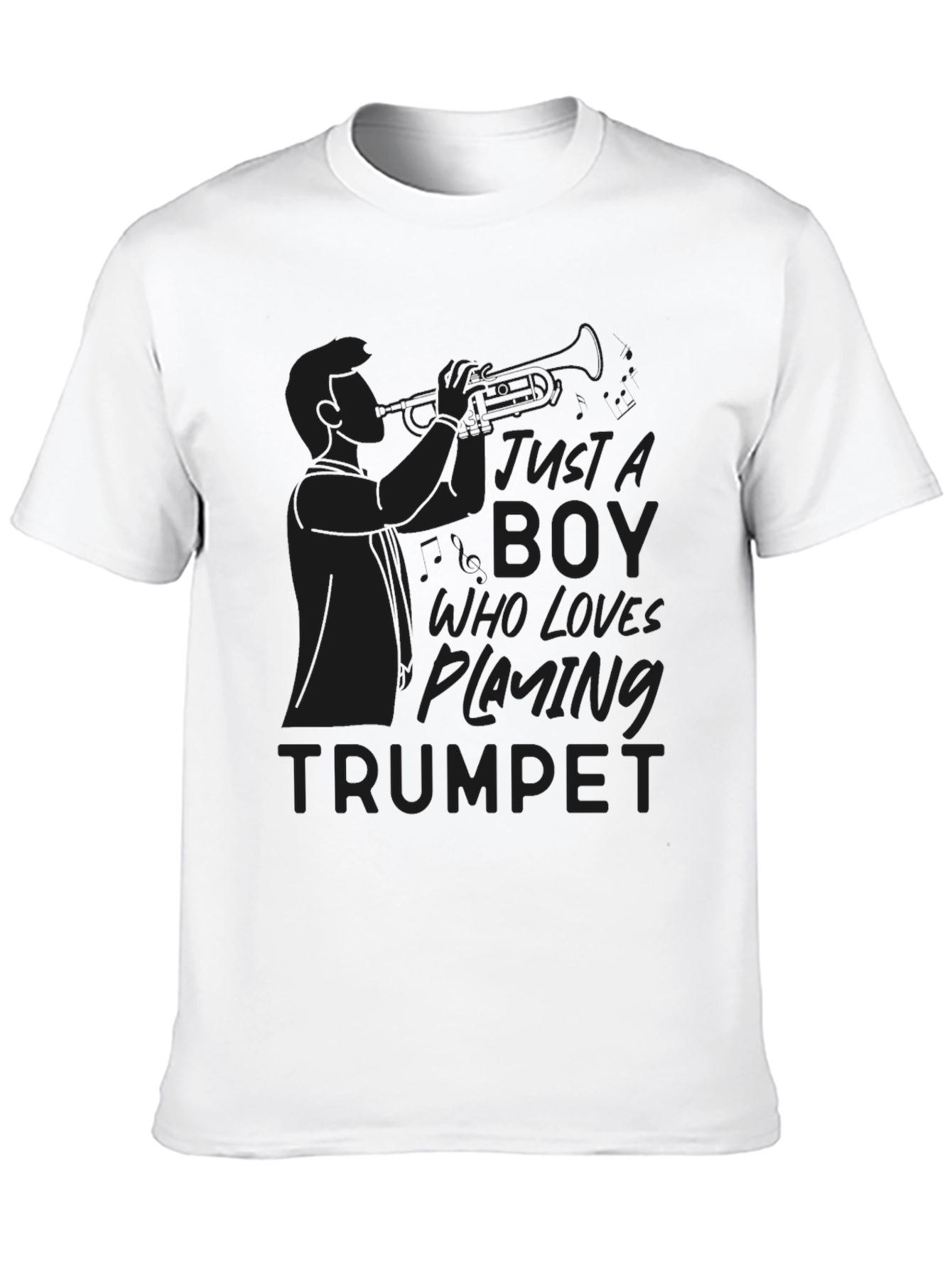 Just A Boy Who Loves Playing Trumpet Black T-Shirt