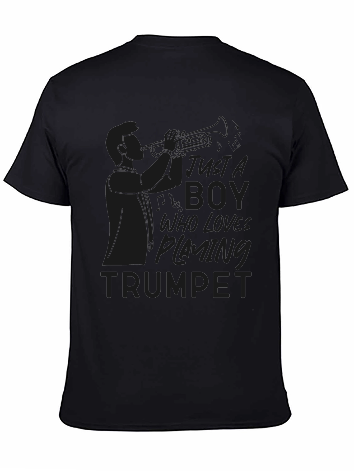Just A Boy Who Loves Playing Trumpet Black T-Shirt
