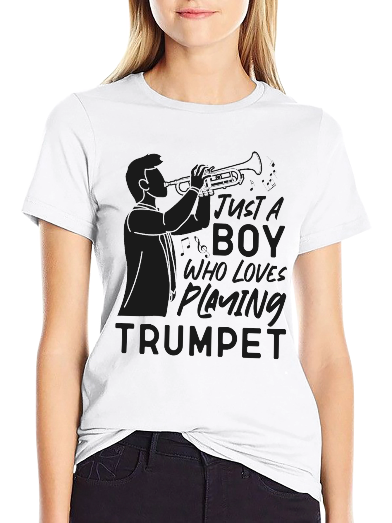 Just A Boy Who Loves Playing Trumpet Black T-Shirt