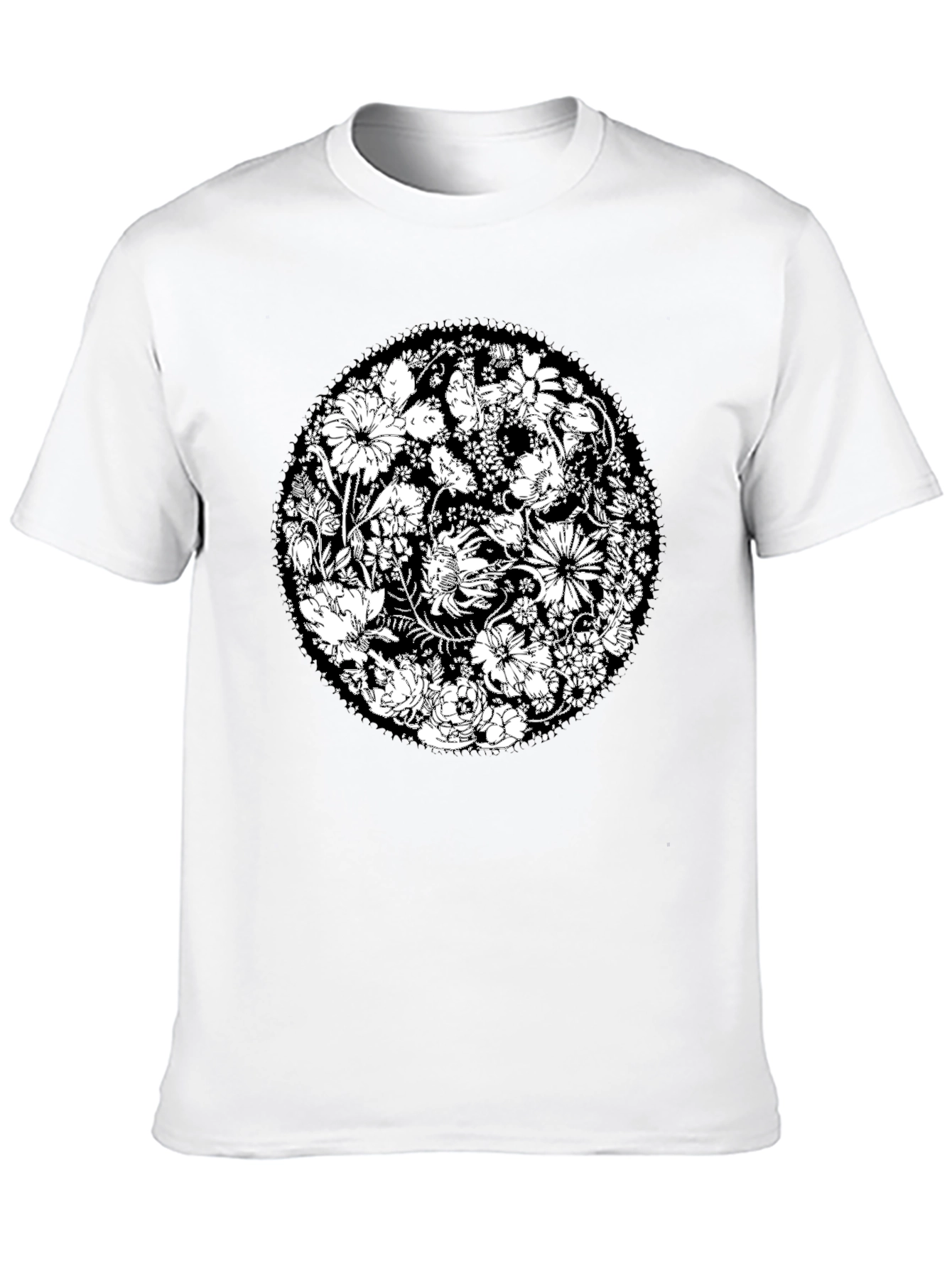 Floral Mandala Graphic Tee - Black Cotton T-Shirt