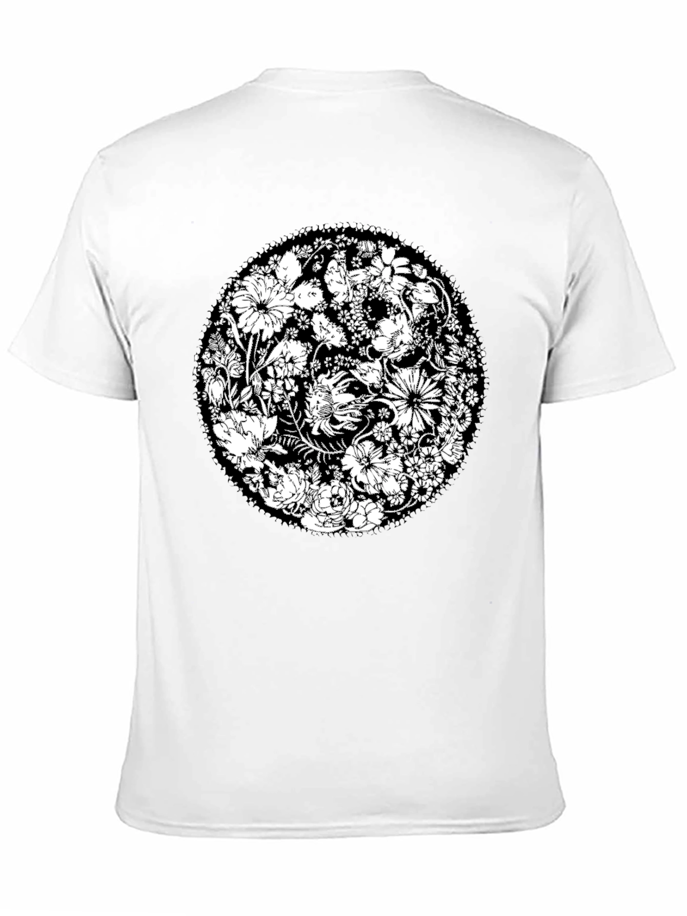 Floral Mandala Graphic Tee - Black Cotton T-Shirt