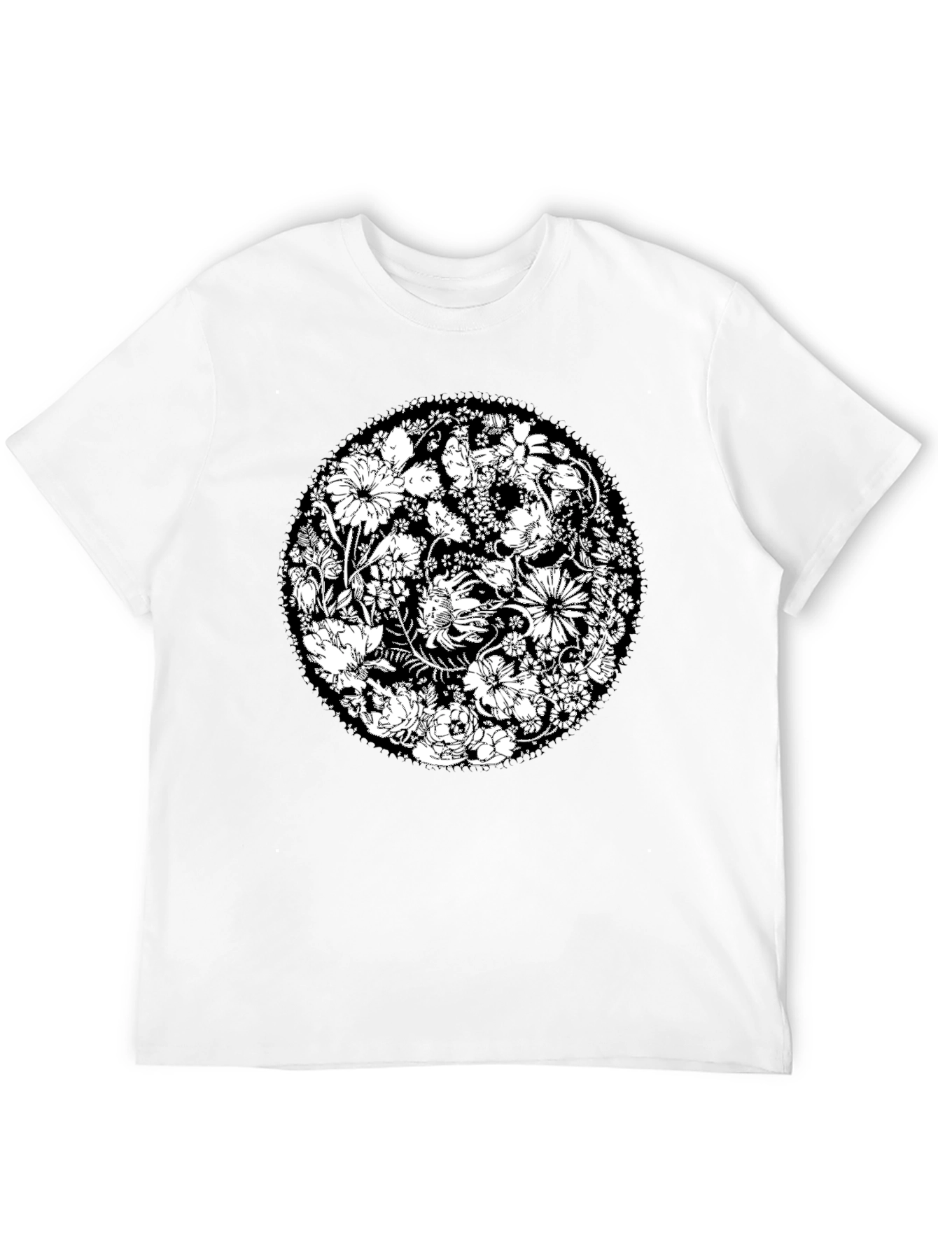 Floral Mandala Graphic Tee - Black Cotton T-Shirt