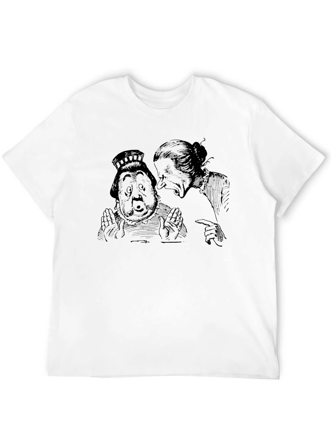 Black T-Shirt with Alice in Wonderland Illustration