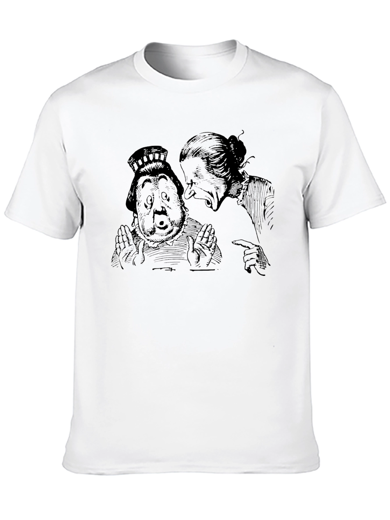 Black T-Shirt with Alice in Wonderland Illustration