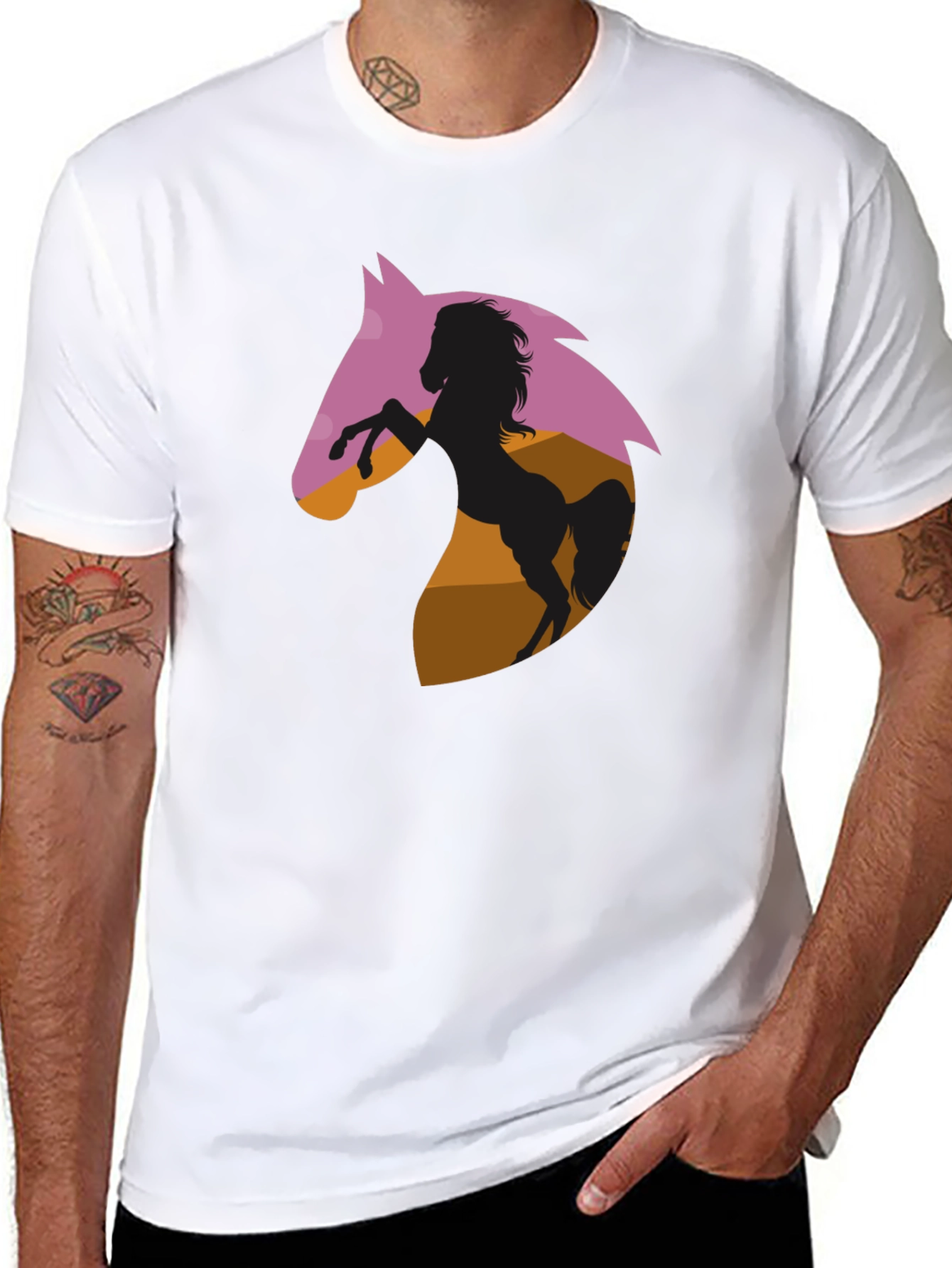 Horse Silhouette Graphic Tee - Black