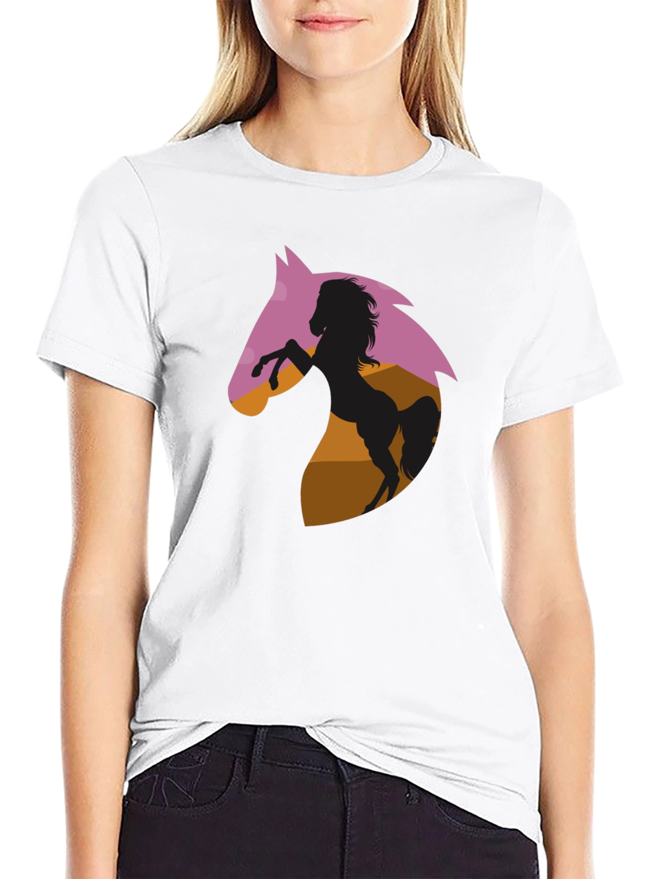 Horse Silhouette Graphic Tee - Black