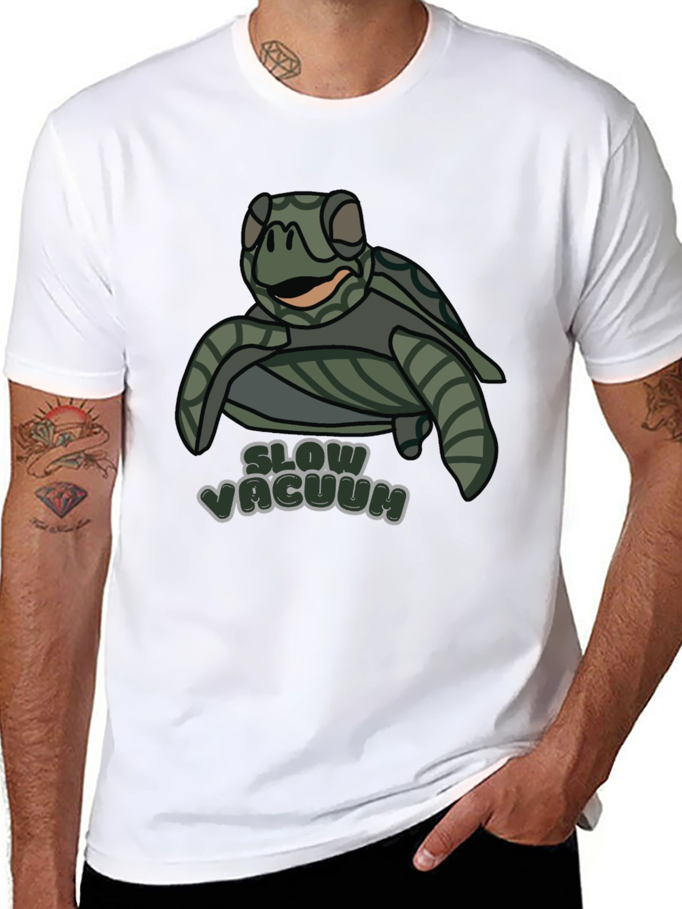 Slow Vacuum Turtle T-Shirt Funny Cute