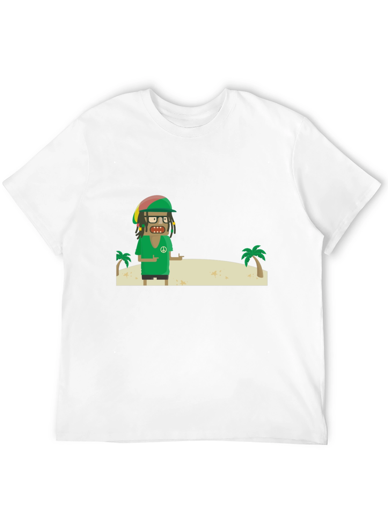Rasta Cartoon T-Shirt - Peace and Palm Trees