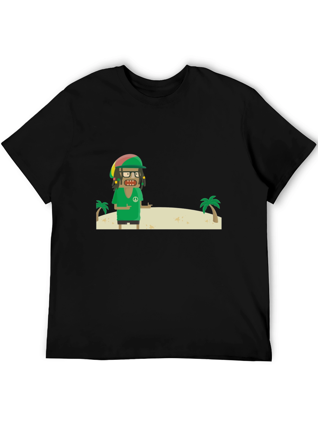 Rasta Cartoon T-Shirt - Peace and Palm Trees