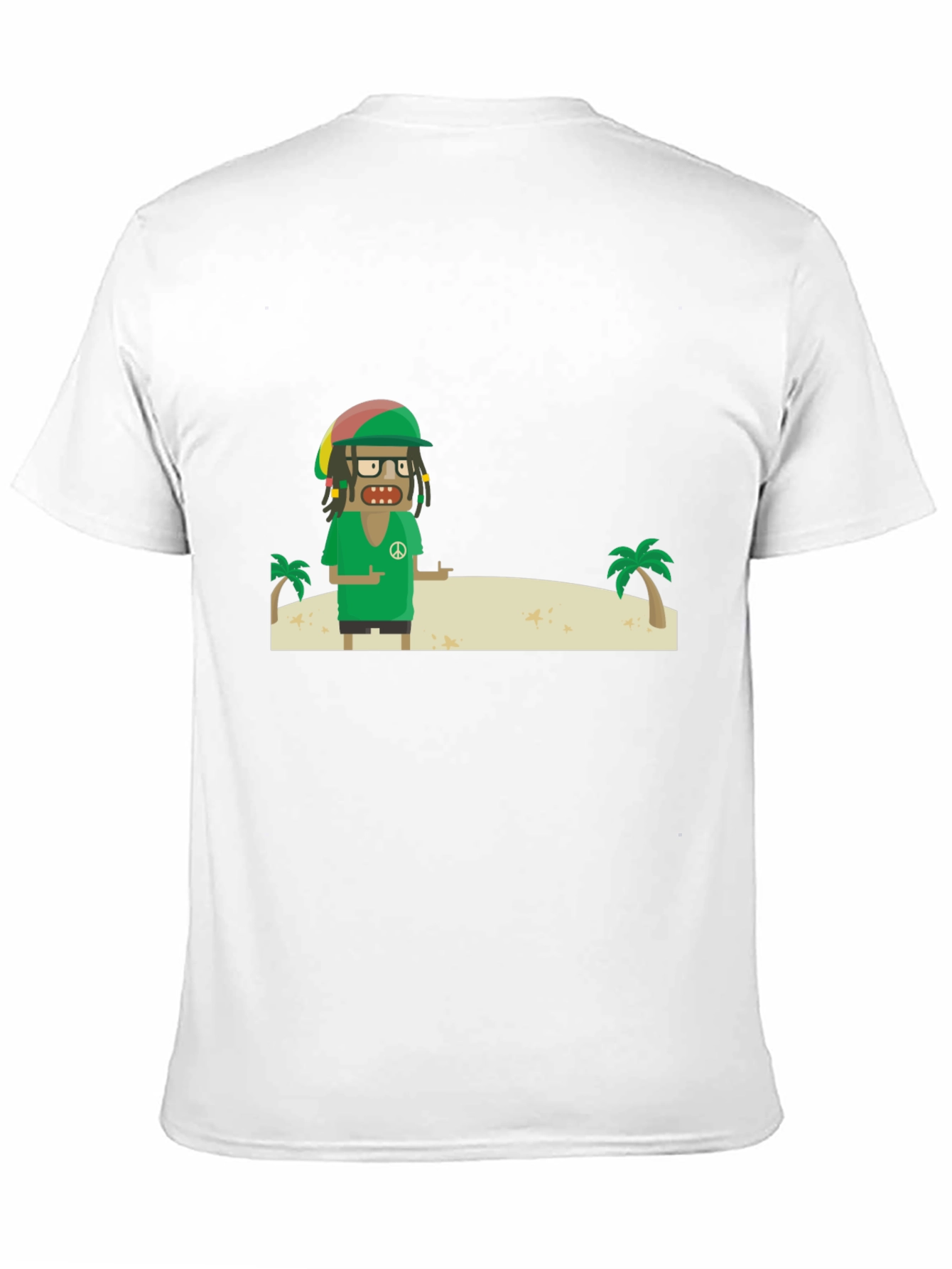 Rasta Cartoon T-Shirt - Peace and Palm Trees
