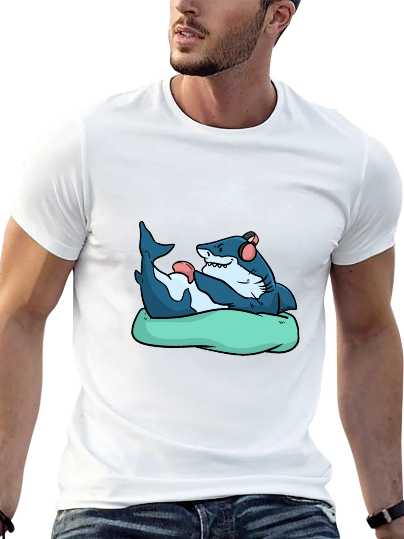 Shark Lounging T-Shirt - Cool Graphic Tee