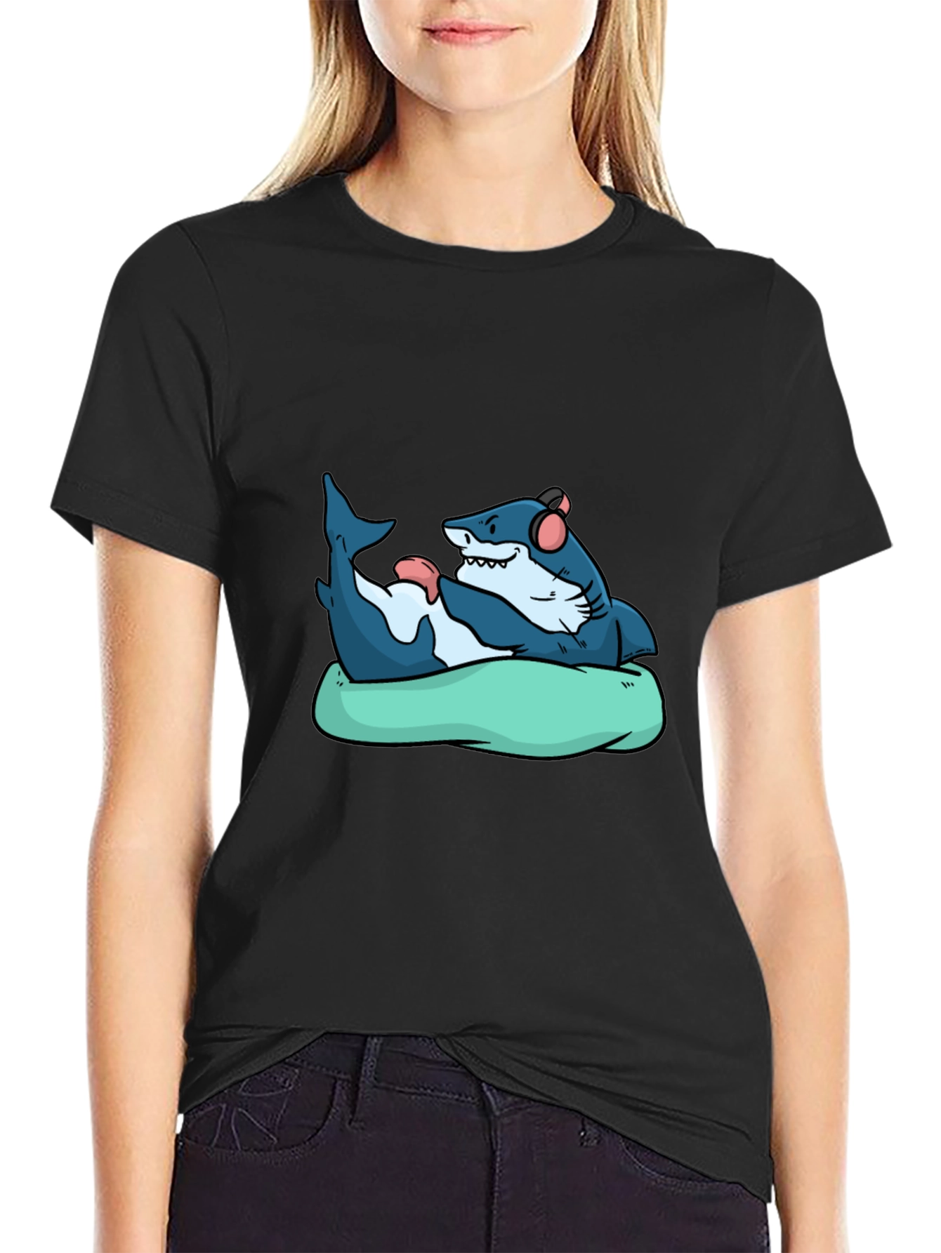 Shark Lounging T-Shirt - Cool Graphic Tee