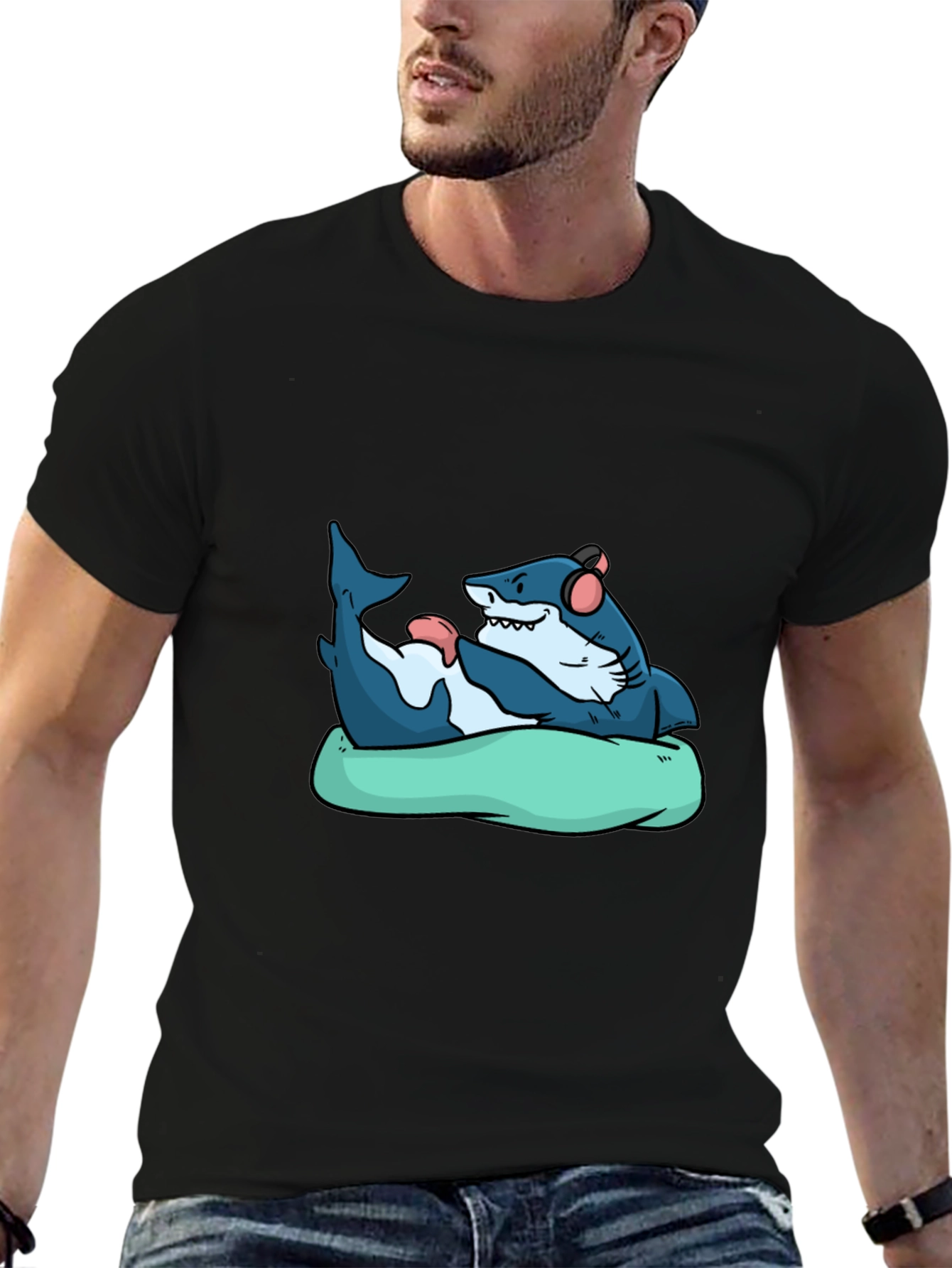Shark Lounging T-Shirt - Cool Graphic Tee