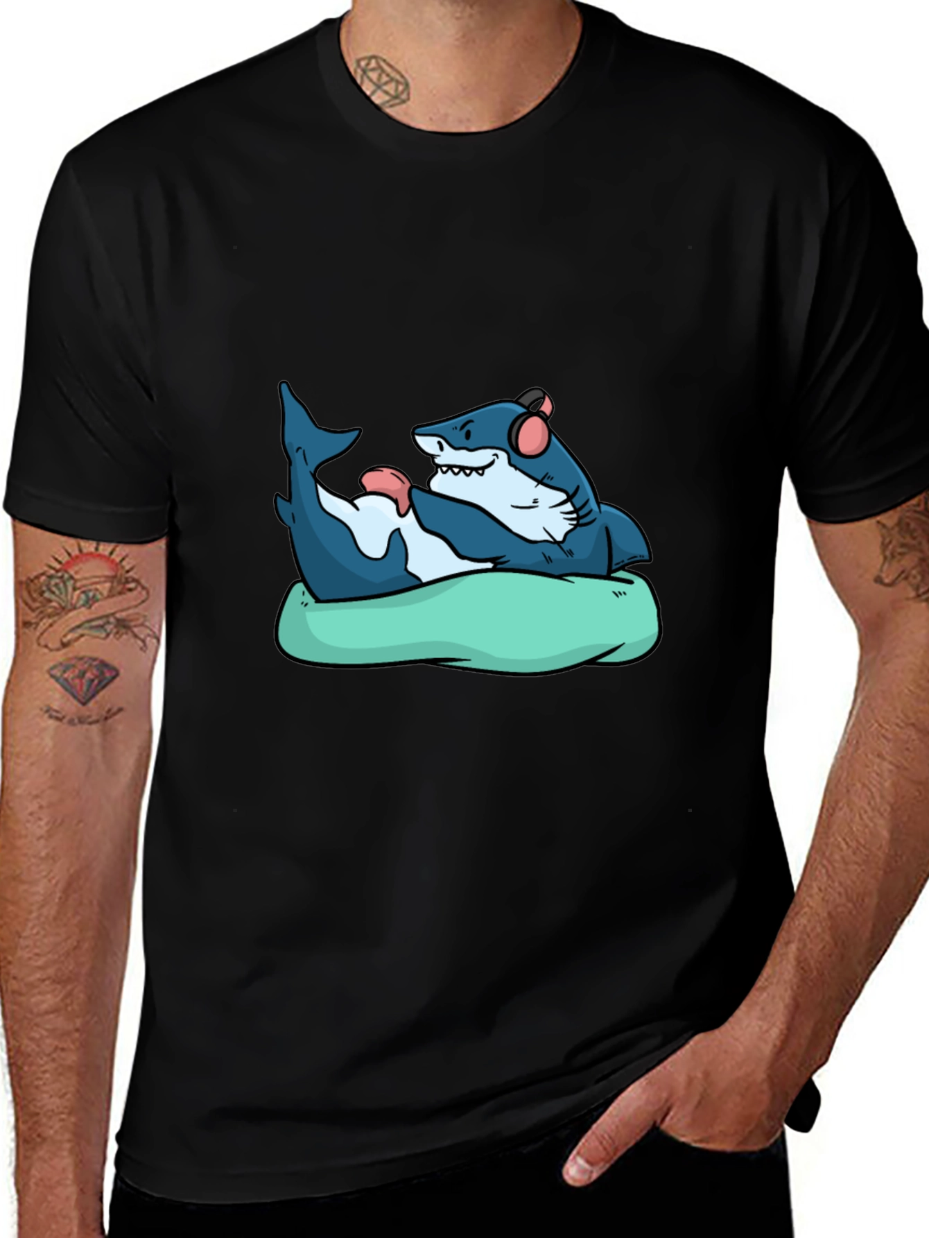 Shark Lounging T-Shirt - Cool Graphic Tee