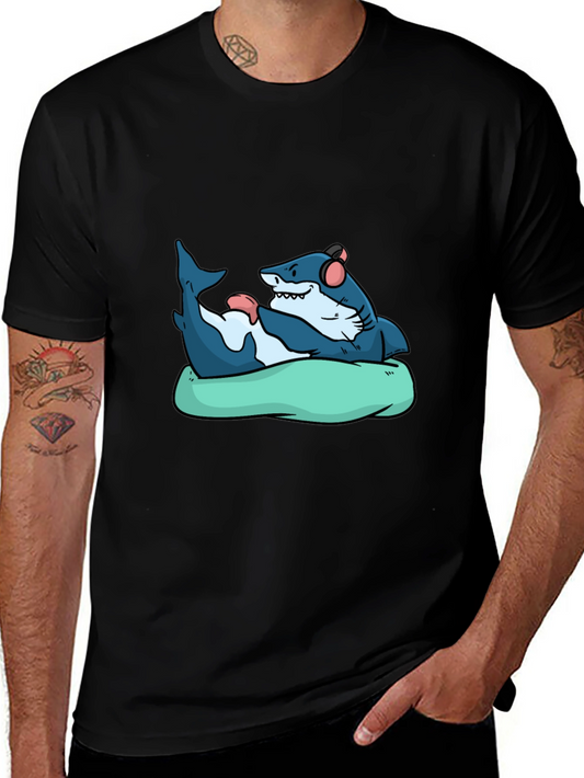 Shark Lounging T-Shirt - Cool Graphic Tee