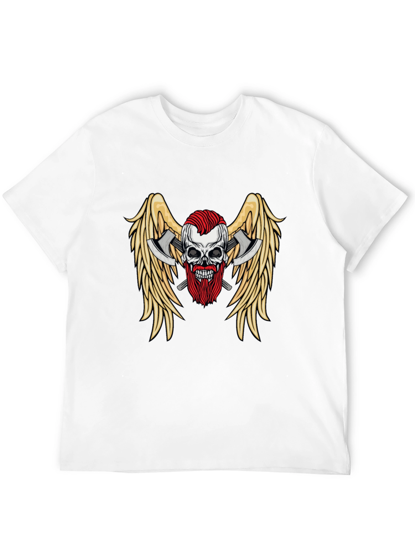 Skull Axes Wings Graphic Tee - Black