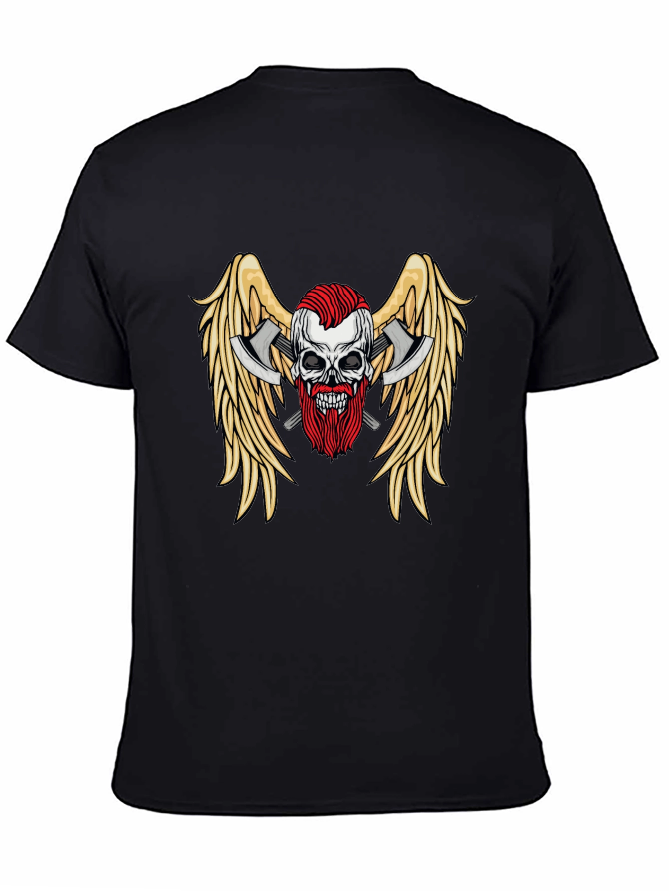 Skull Axes Wings Graphic Tee - Black