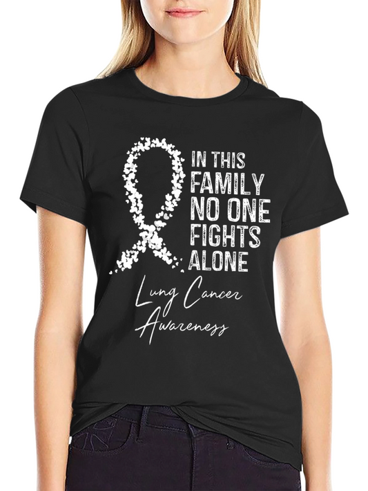Lung Cancer Awareness T-Shirt - No One Fights Alone