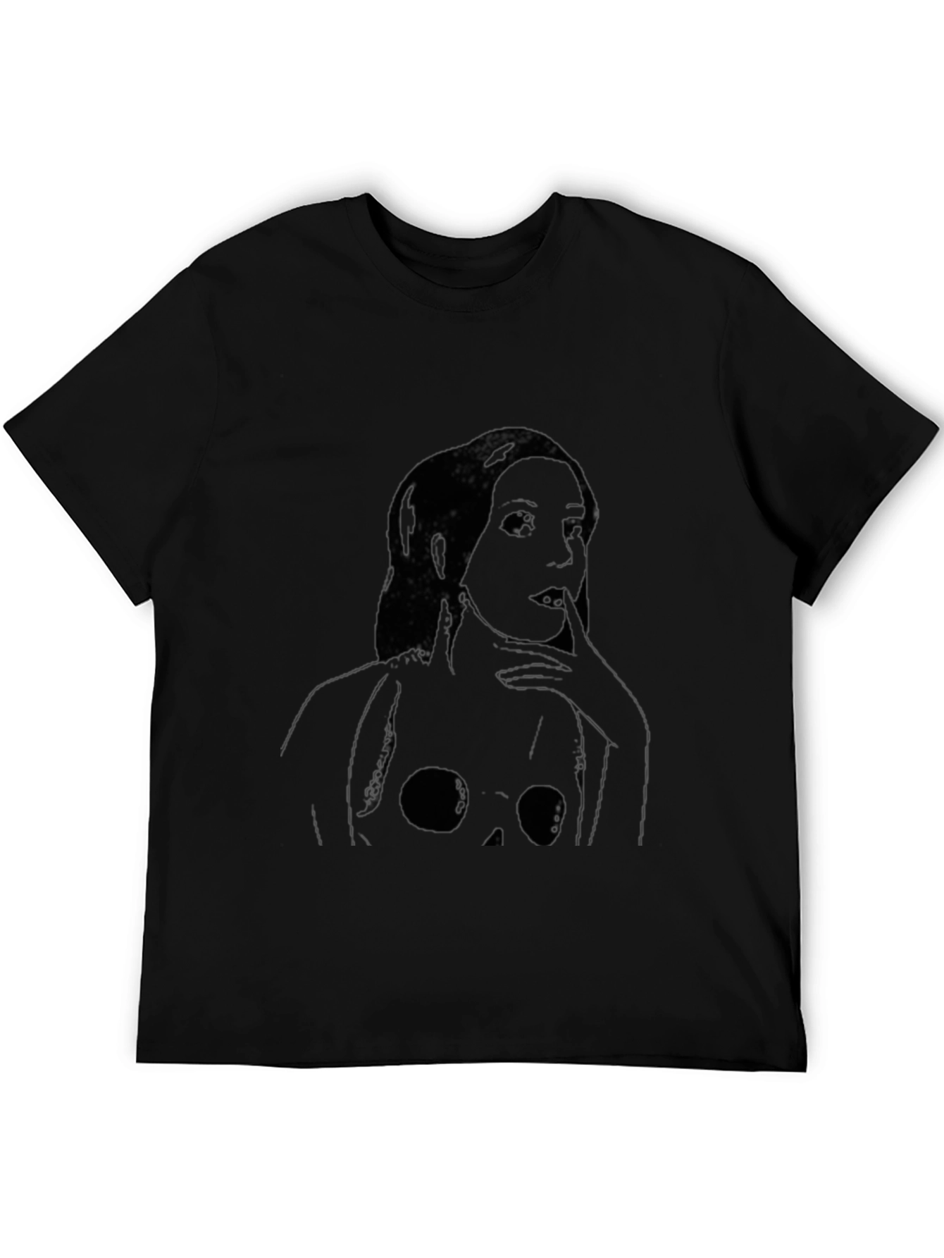 Black Graphic Print Tee - Edgy Style