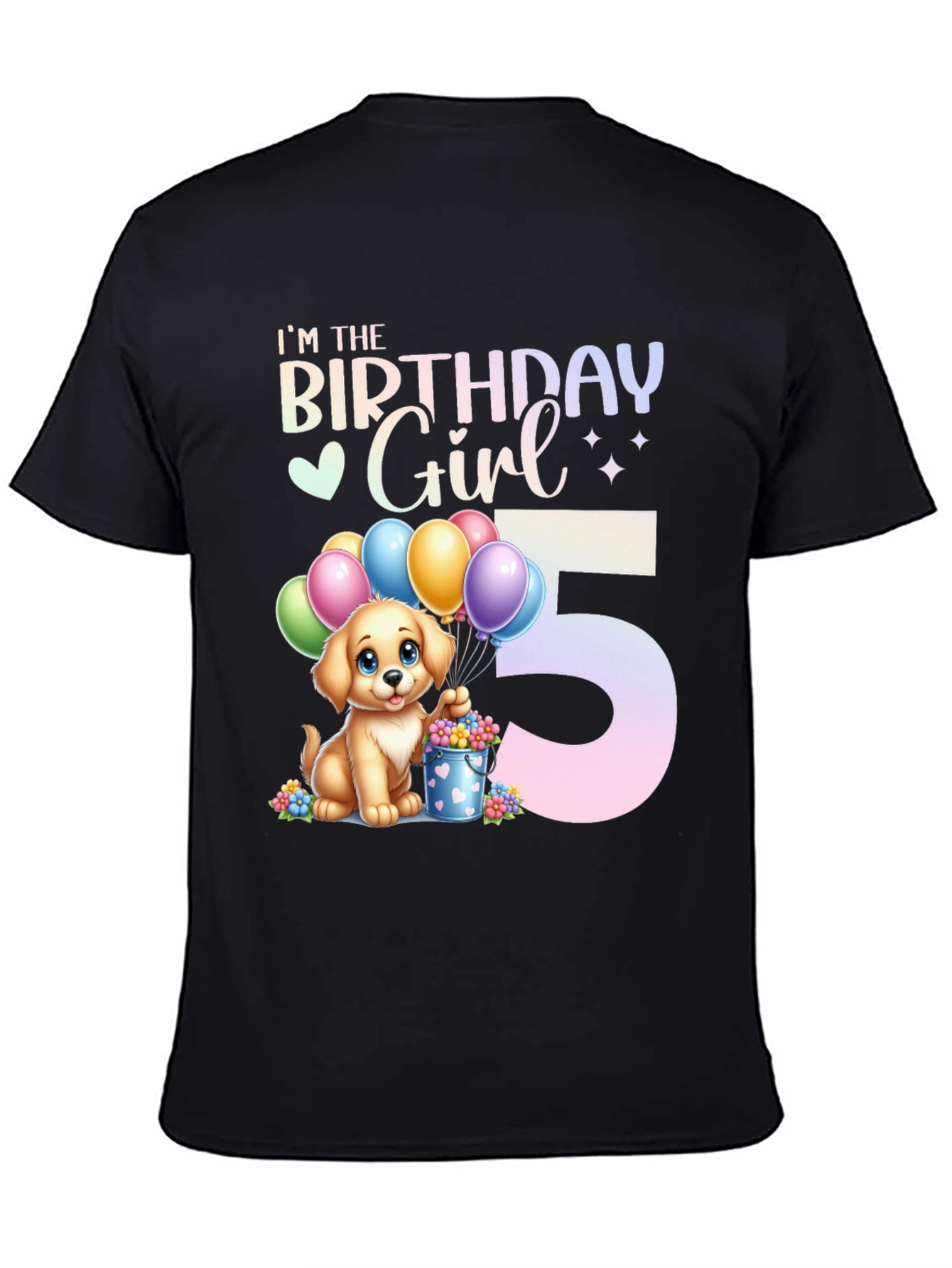 Birthday Girl 5th Birthday Dog T-Shirt