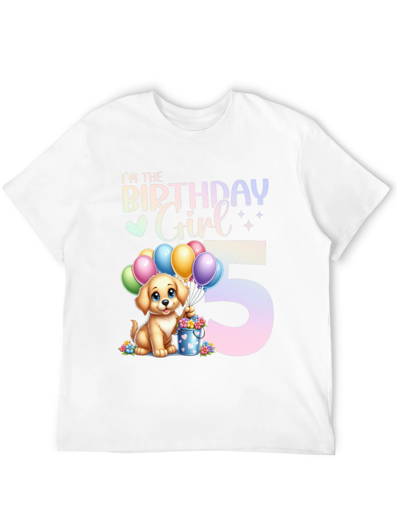 Birthday Girl 5th Birthday Dog T-Shirt