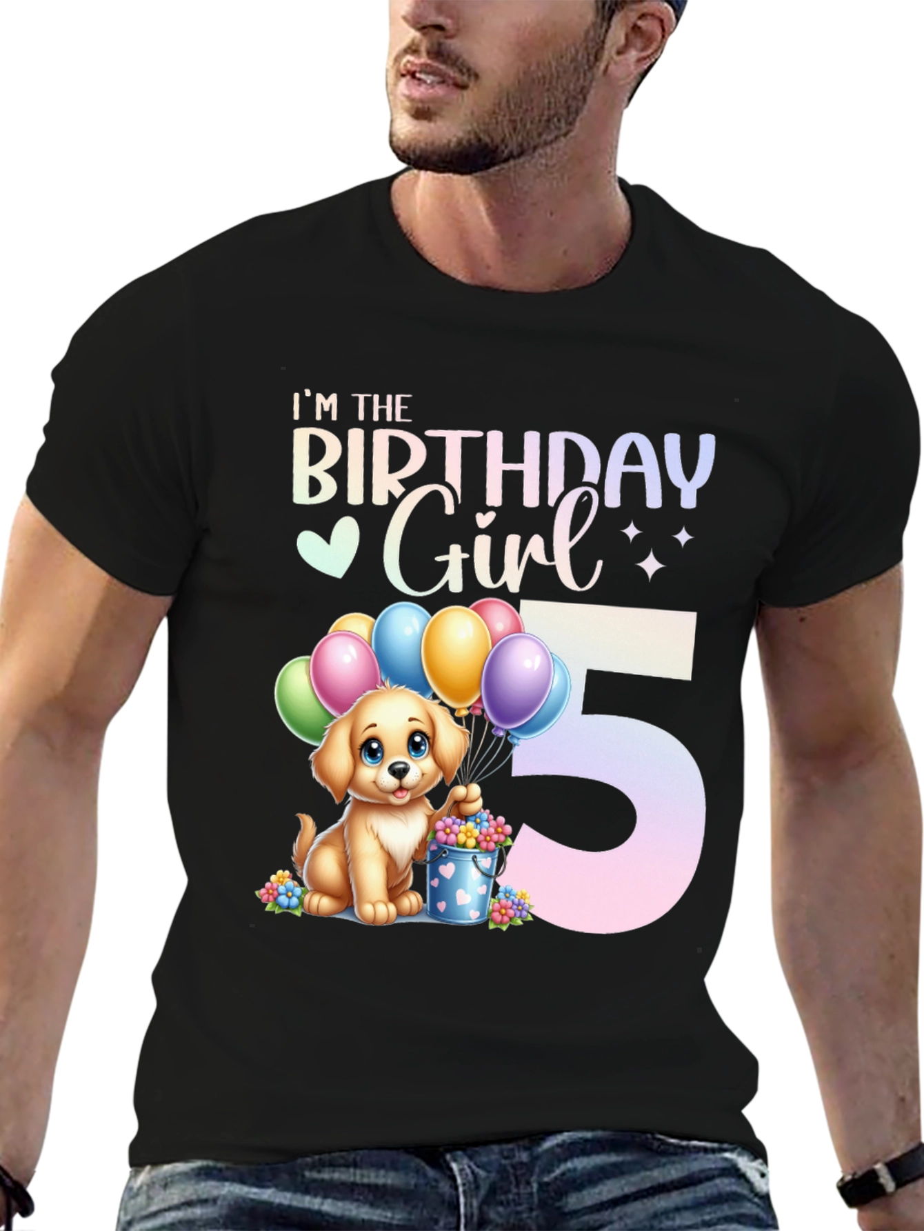Birthday Girl 5th Birthday Dog T-Shirt
