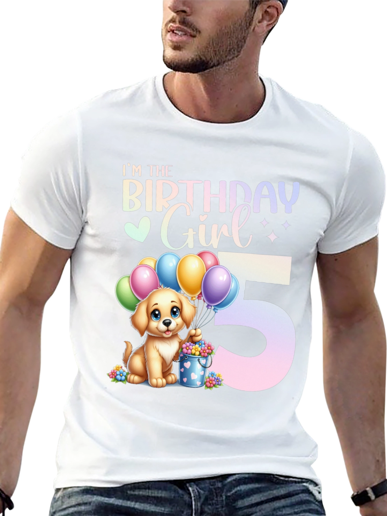 Birthday Girl 5th Birthday Dog T-Shirt