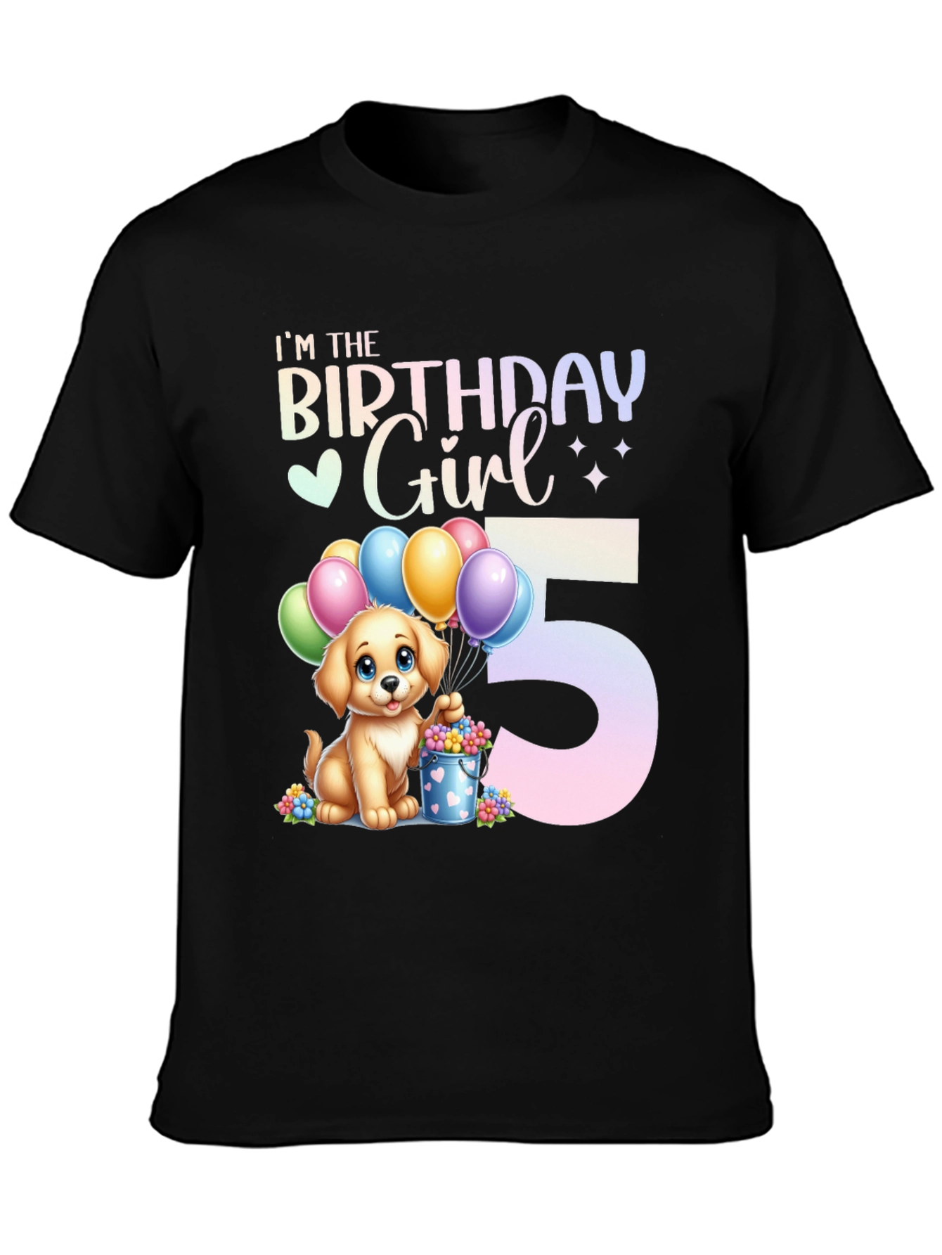 Birthday Girl 5th Birthday Dog T-Shirt