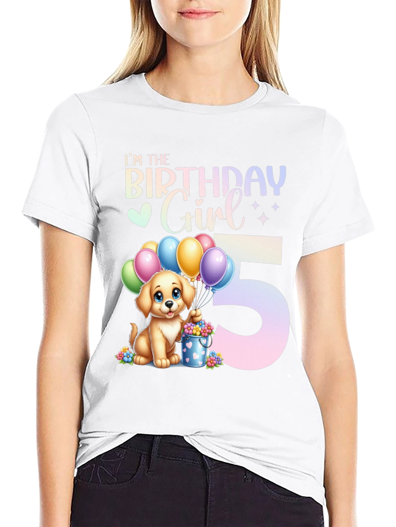 Birthday Girl 5th Birthday Dog T-Shirt