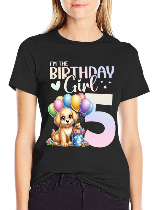 Birthday Girl 5th Birthday Dog T-Shirt